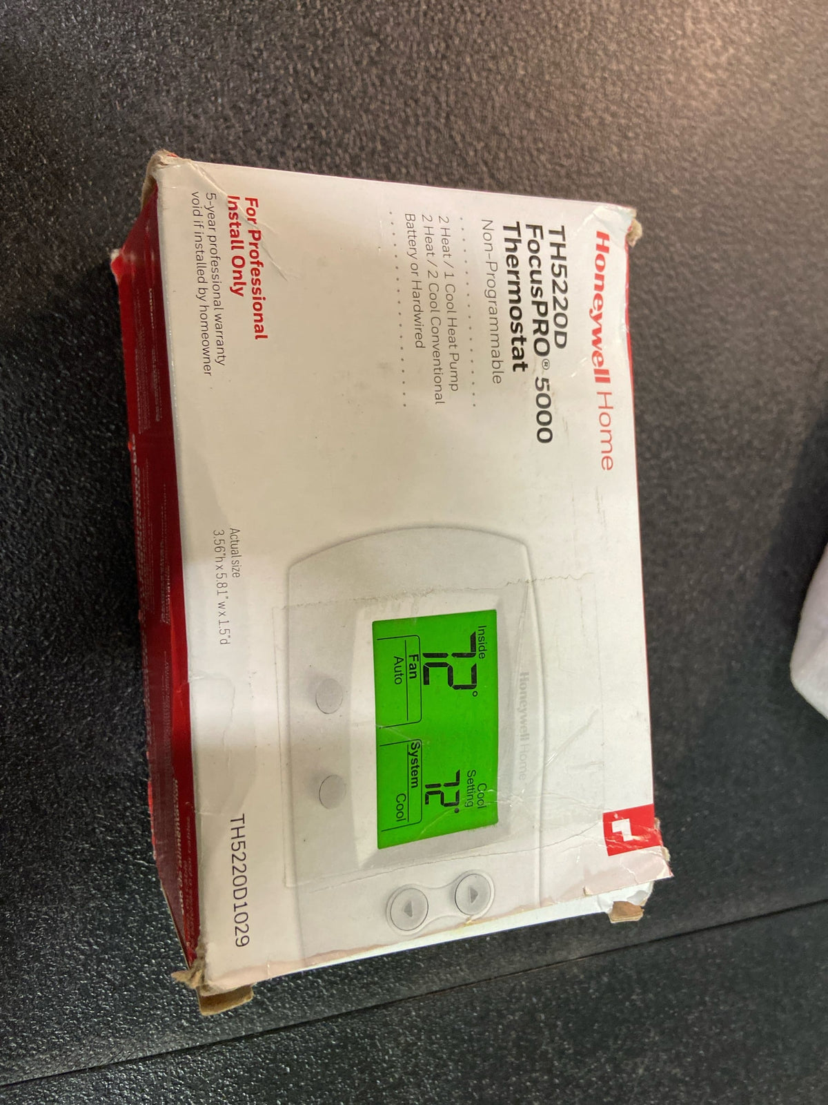 Honeywell TH5220D1029 Focuspro 5000 Non-Programmable 2 Heat and 2 Cooling Thermostat, Large Screen
