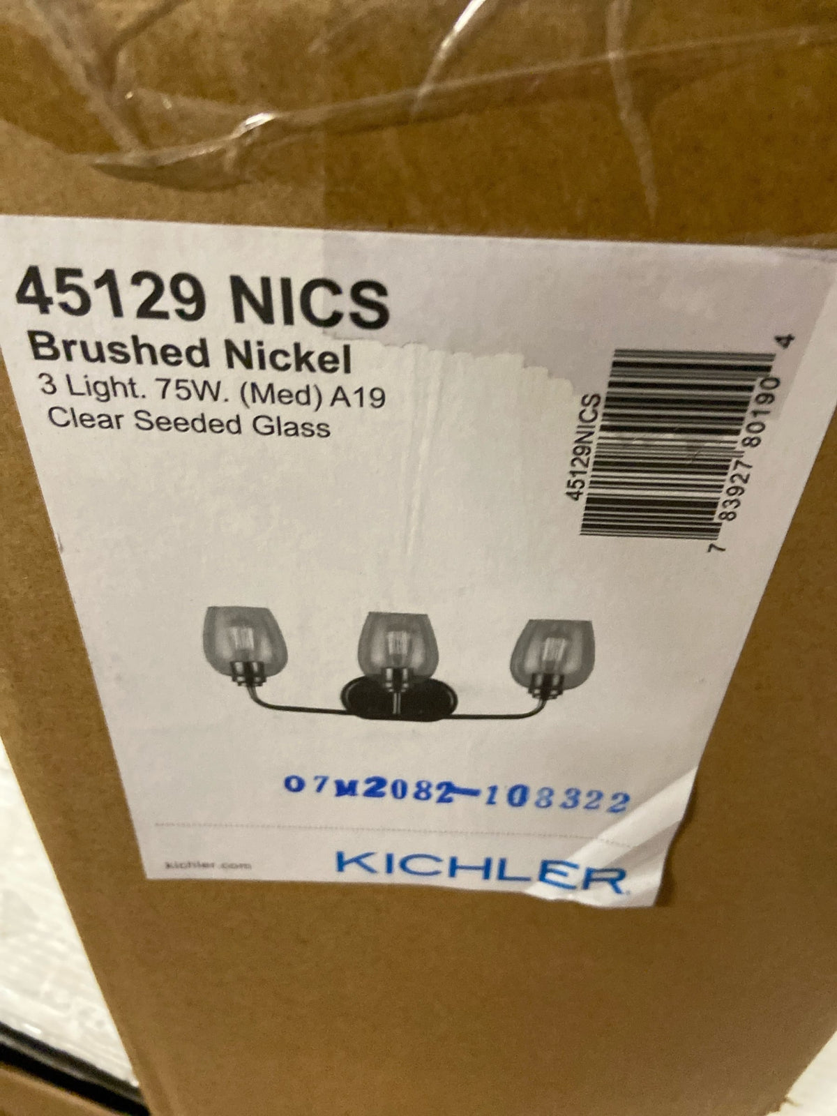 Kichler 45129NICS Valserrano 24 in. 3-Light Brushed Nickel Traditional Bathroom Vanity Light with Clear Seeded Glass Shade
