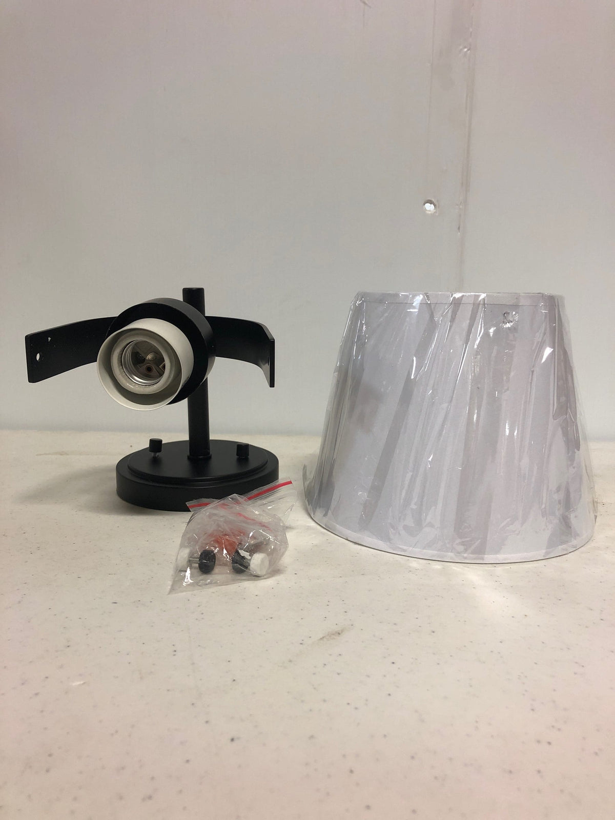 Unbranded 743-1S-MB Z-Studio Linen Pendant 8 in. 1-Light Matte Black Wall Sconce Light with Ivory Fabric Shade with No Bulbs Included