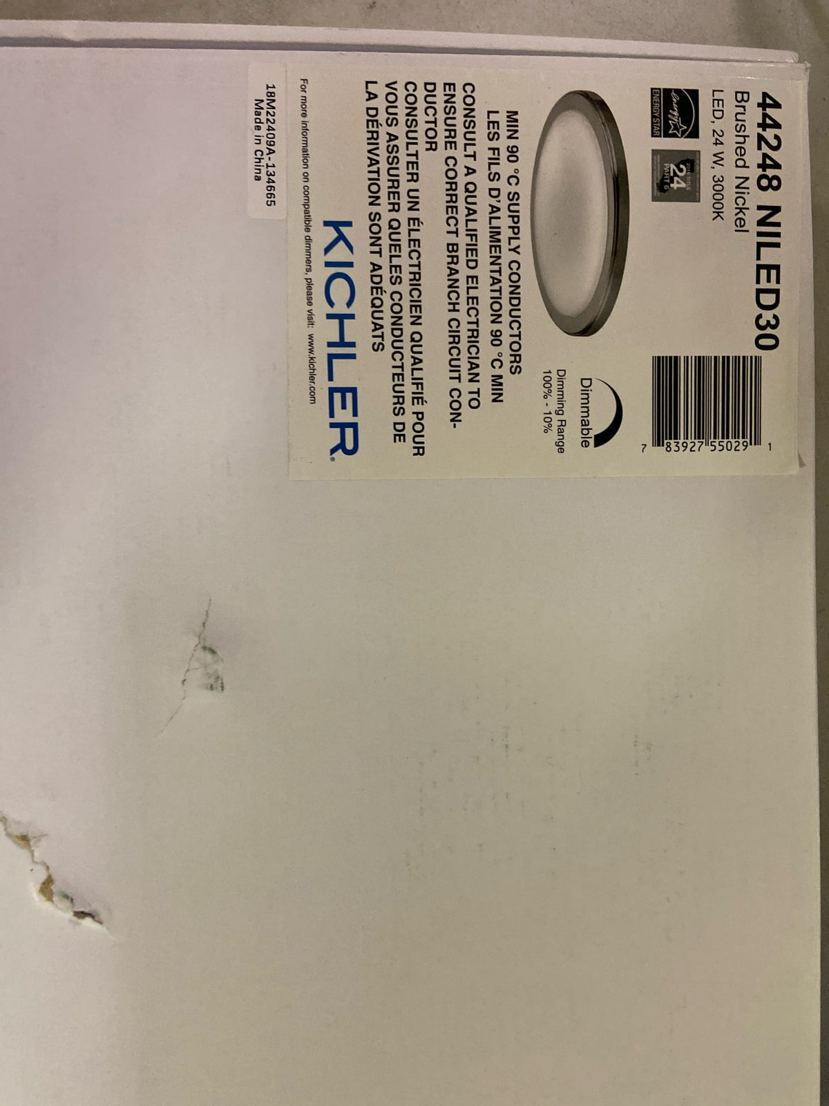 Kichler 44248NILED30 Transitional LED Flushmount from Zeo Collection in Pewter, Silver Finish, Brushed Nickel