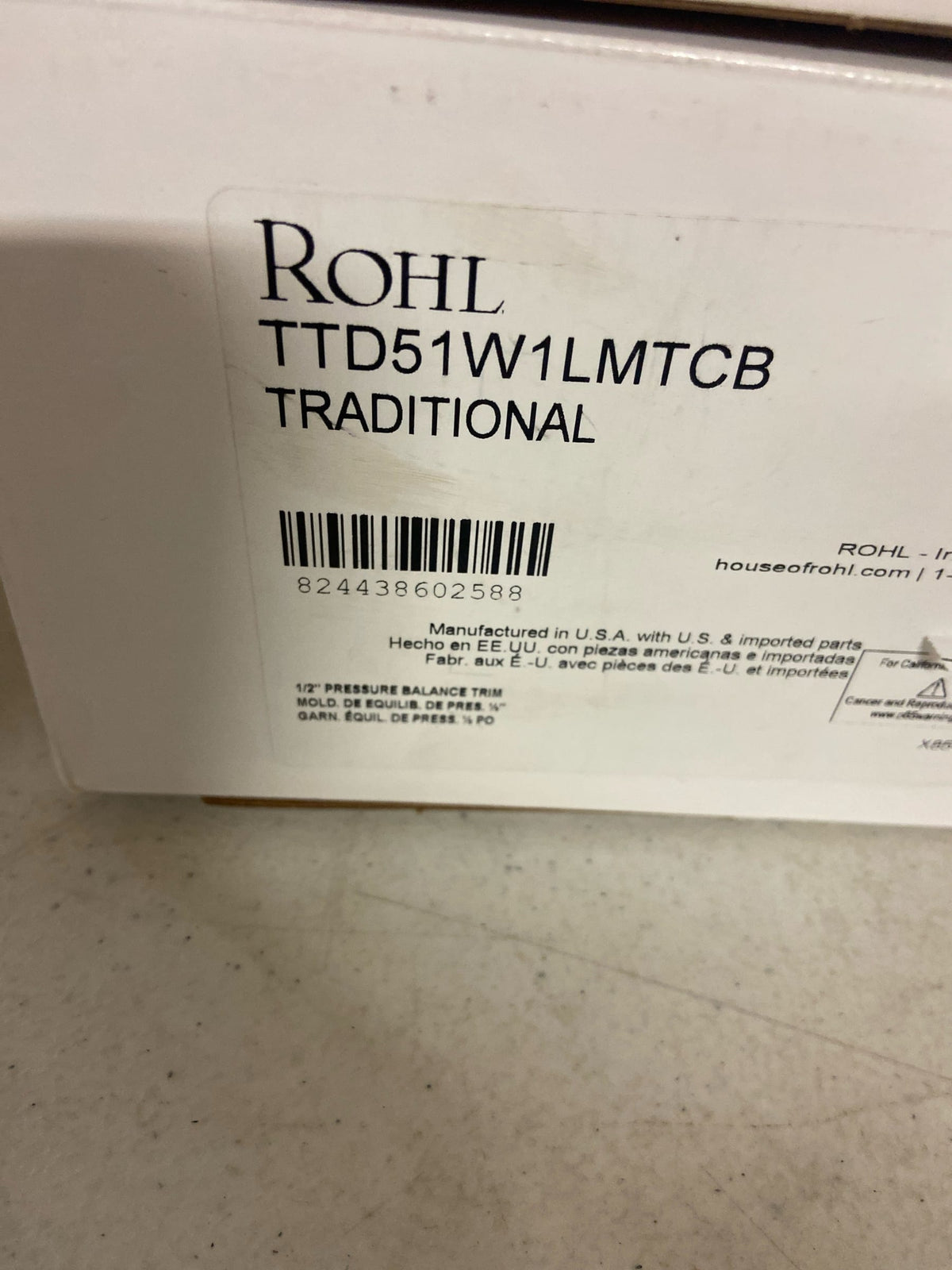 Rohl TTD51W1LM Pressure Balanced Valve Trim Only with Single Lever Handle - Less Rough In - Tuscan Brass
