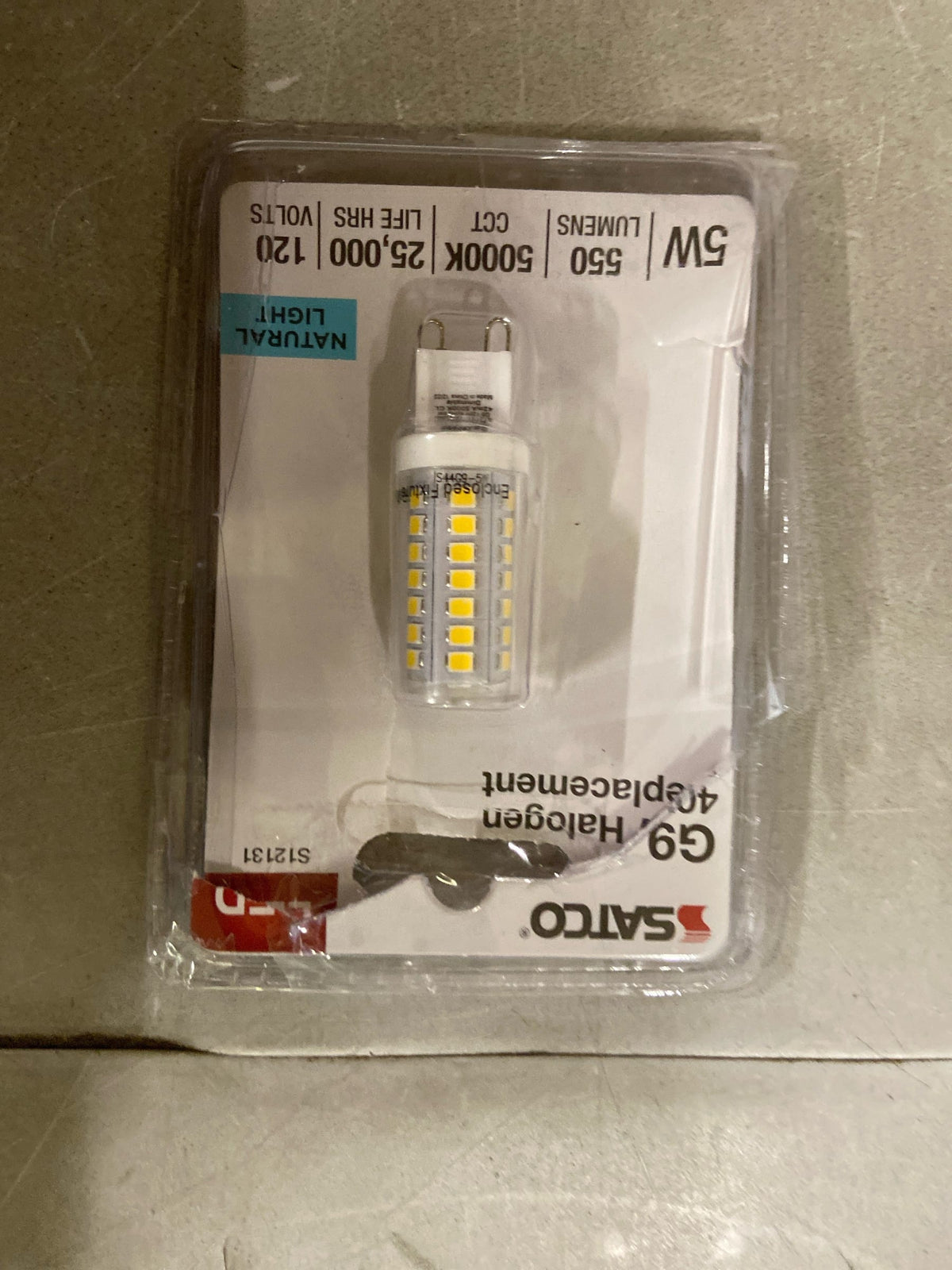 Satco S12131 5W/LED/G9/850/CL/120V/1CD – 5 Watt Mini LED; G9 Base; Clear Finish; 5000K; Natural Light; 120 Volt; T4 Shape; 2.17" MOL; Dimmable; Ideal for Miniature Lighting Applications