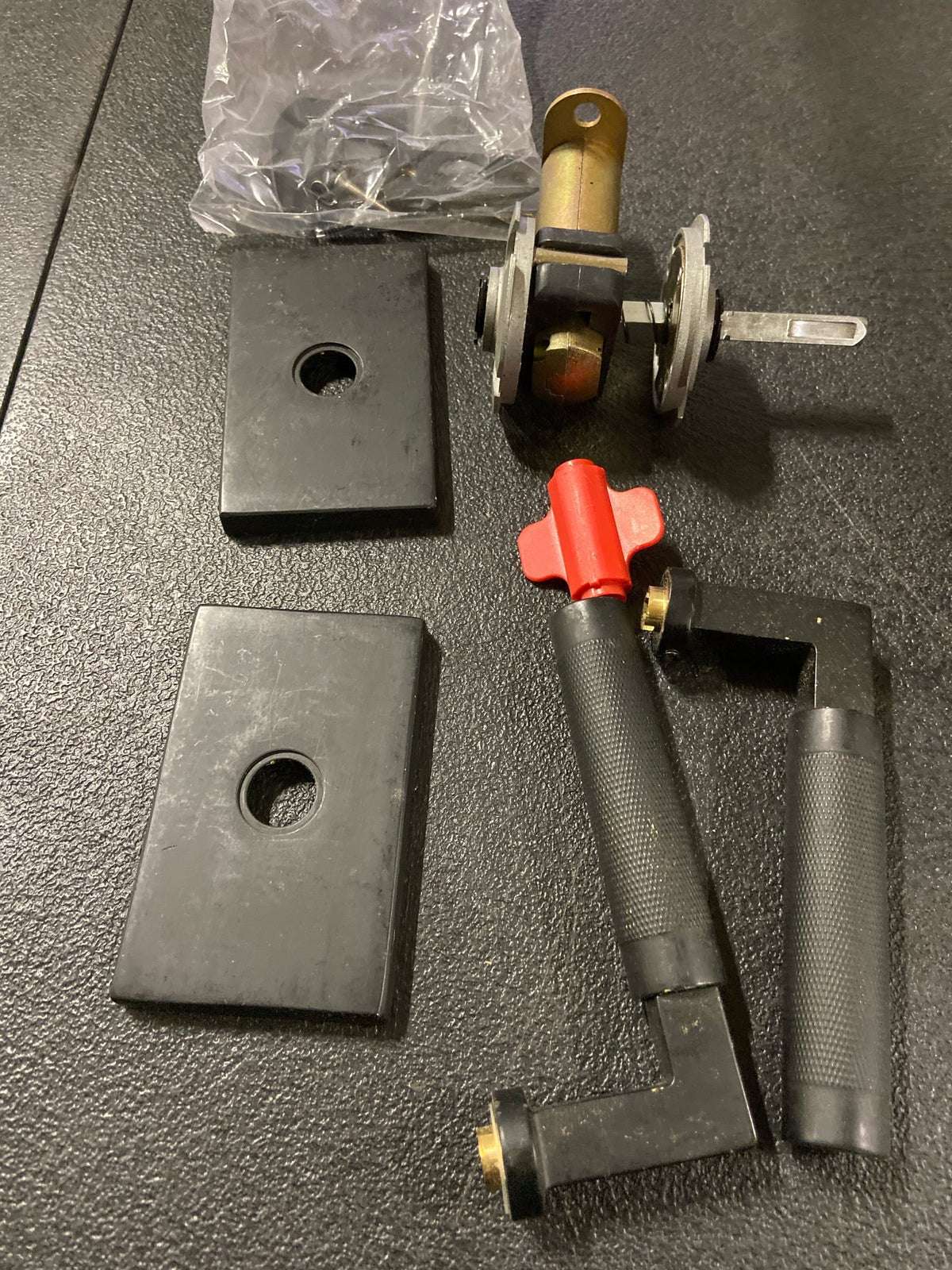 Emtek C5112US19.LSUS19.KNUS19 Knurled L-Square Passage Door Lever Set with Modern Rectangular Rose and Concealed Screws from the SELECT Brass Collection - Flat Black