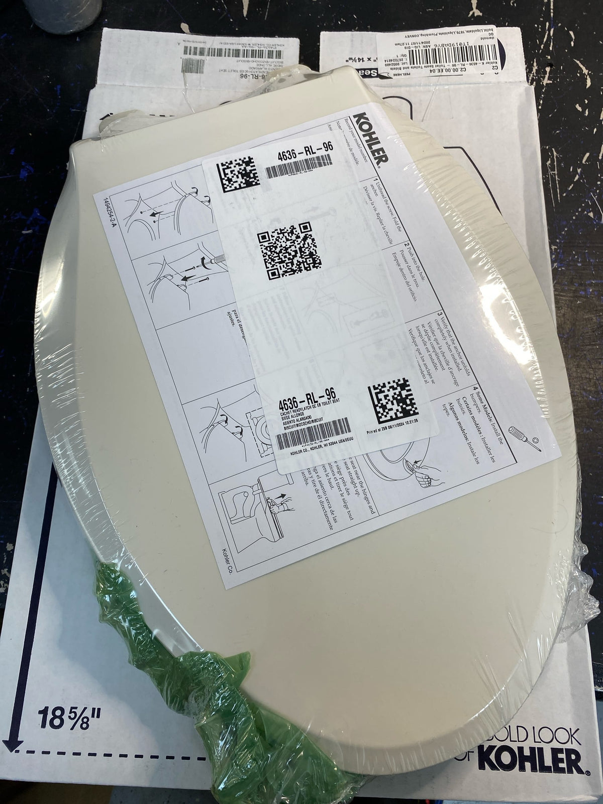 Kohler K-4636-RL-96 Cachet Elongated Closed-Front Toilet Seat with Soft Close and Quick Release - Biscuit