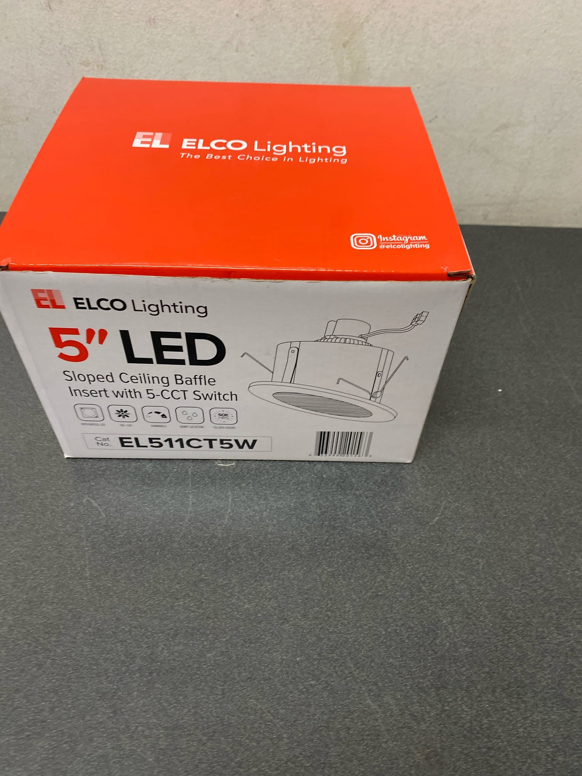 Elco EL511CT5 The Slant System 5" Integrated LED Baffle Recessed Trim - White