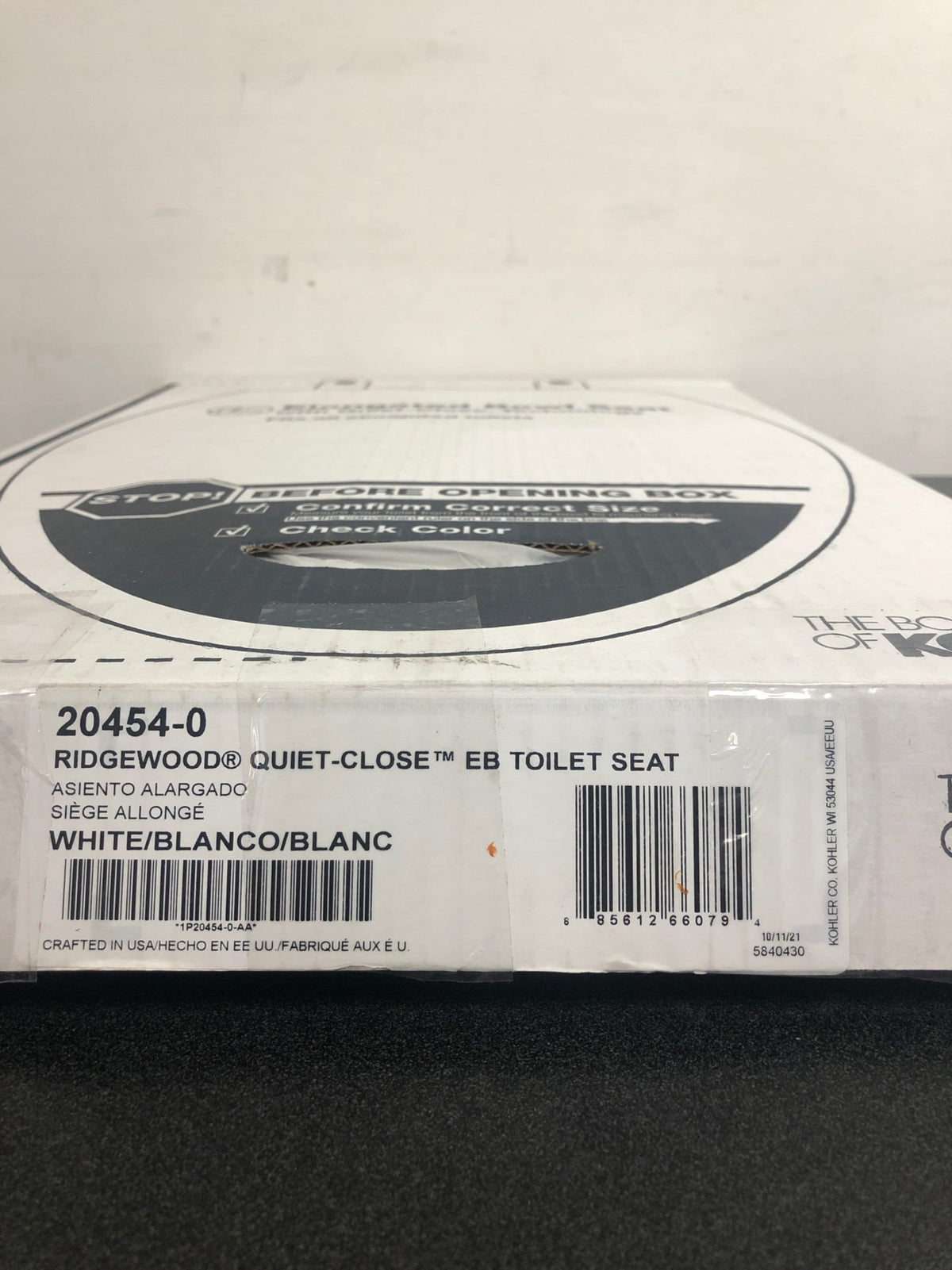 Kohler K-20454-0 Ridgewood Elongated Molded Wood Toilet Seat with Quiet-Close - White
