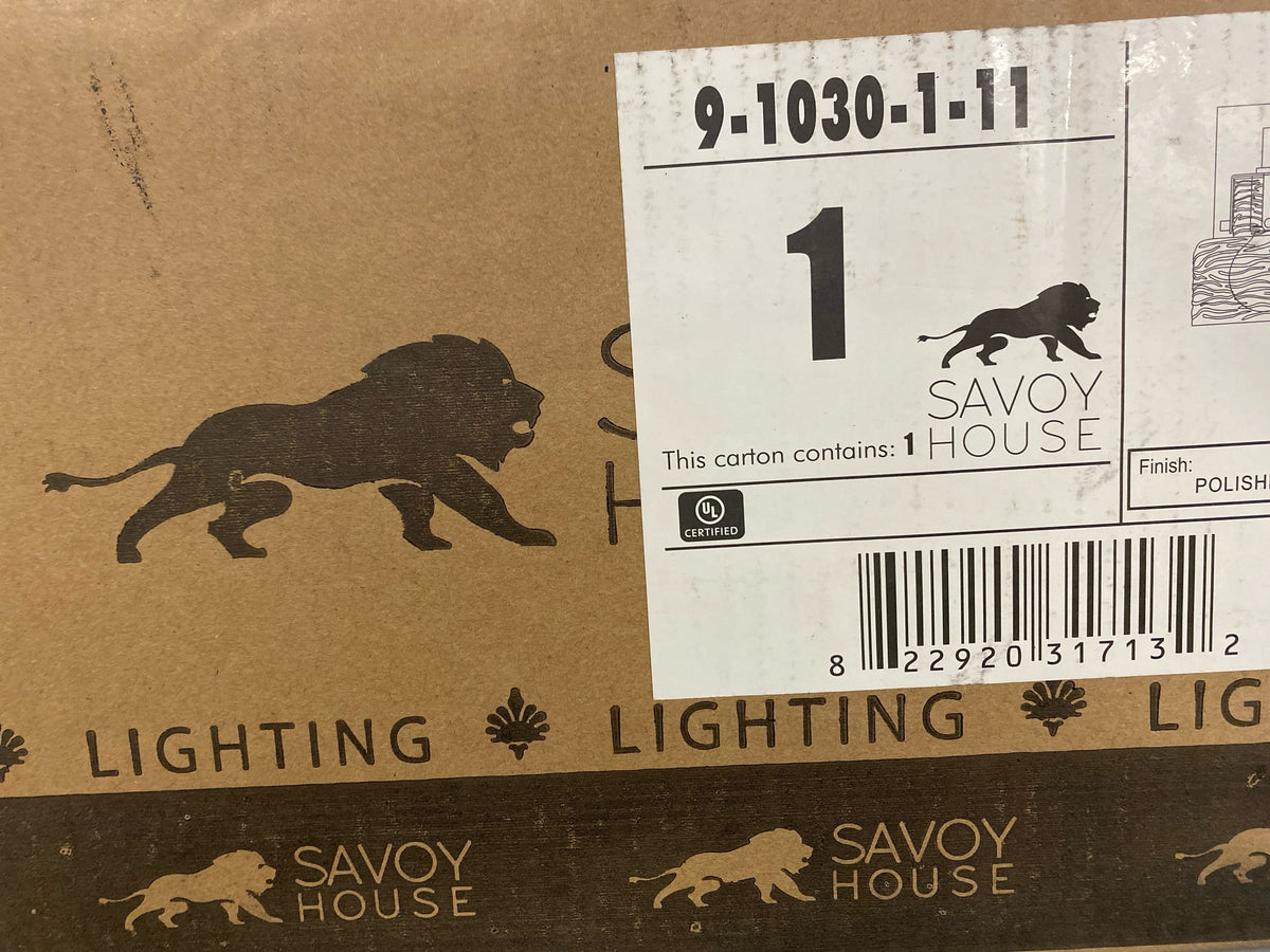 Savoy house 9-1030-1-11 Dover 6 in. W x 9 in. H 1-Light Chrome Contemporary Wall Sconce with Clear Crinkle Glass Shade