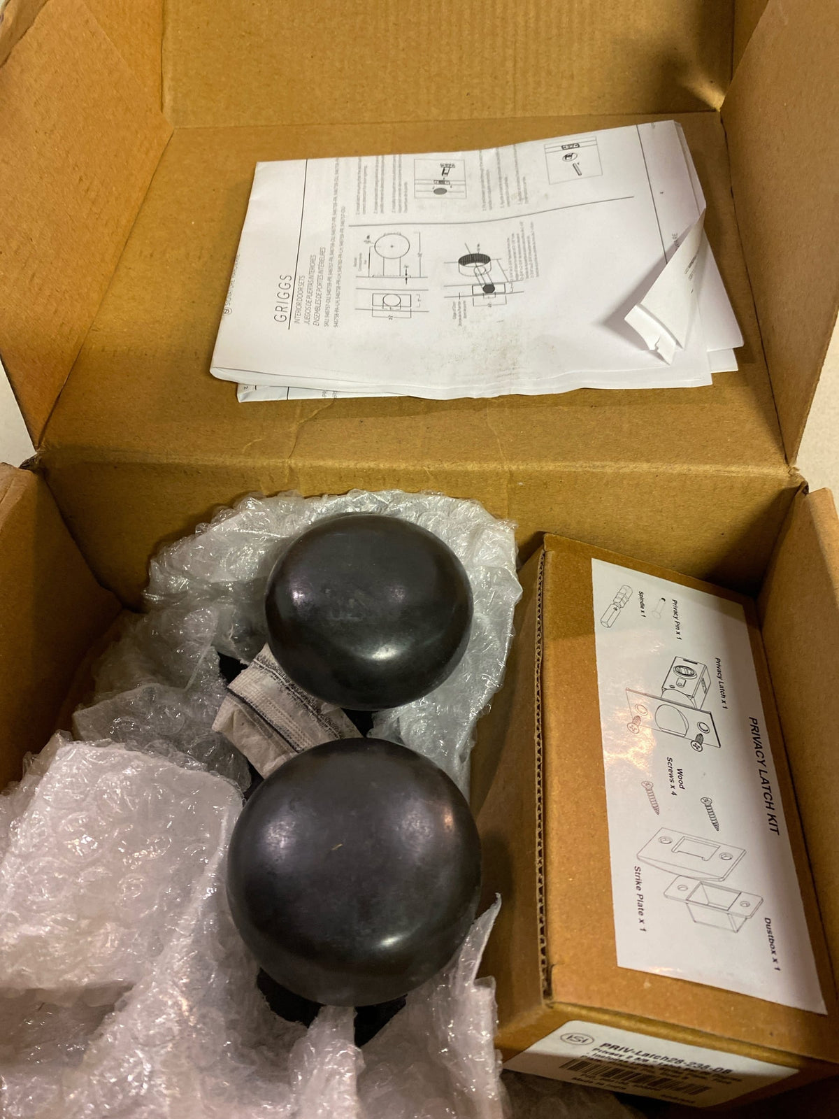 Signature Hardware 444620 Griggs Solid Bronze Privacy Door Knob Set with 2-3/8" Backset - Dark Bronze