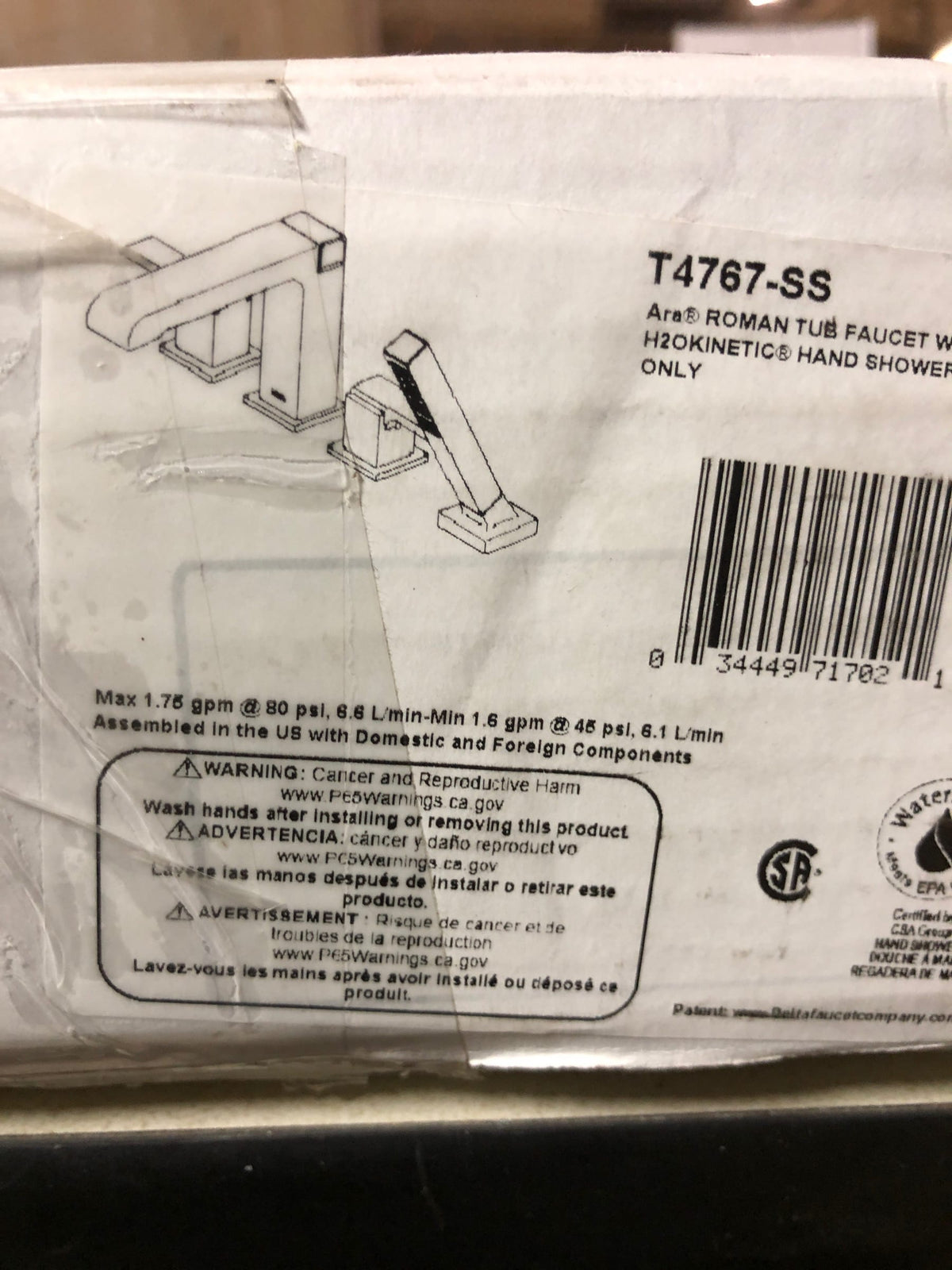 Delta T4767-SS Ara Double Handle Deck Mounted Roman Tub Filler Trim with Hand Shower (Less Valve) - Brilliance Stainless