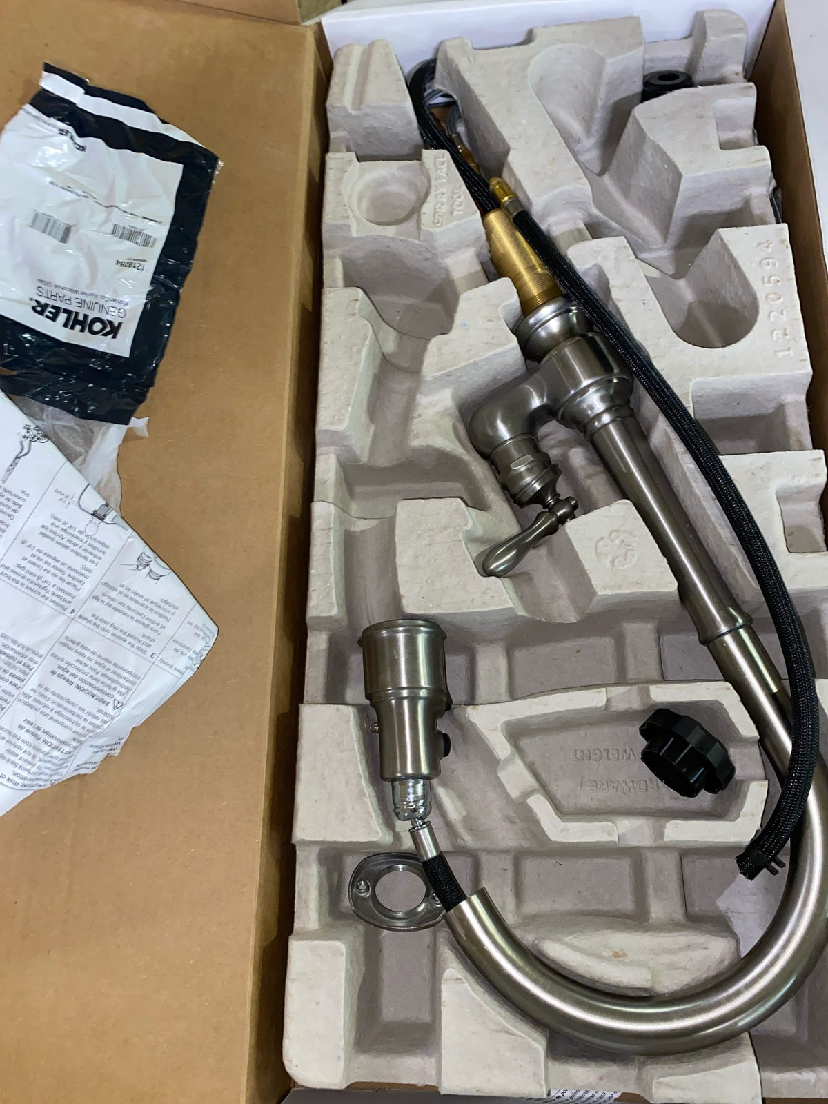 KOHLER 99260-VS Artifacts Single-Hole Kitchen Sink Faucet with 17-5/8 in. Pull-Down Spout and 3-Function Sprayhead, Vibrant Stainless, One Size
