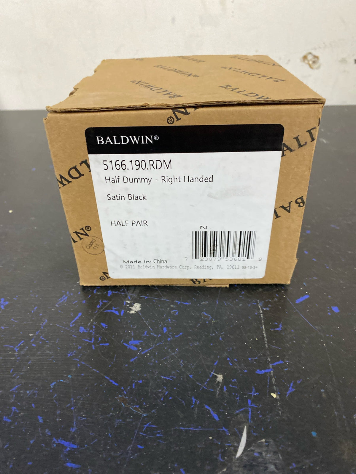 Baldwin 5166.RDM 5166 Right Handed Non-Turning One-Sided Dummy Door Lever with 5046 Rose from The Estate Collection - Satin Black
