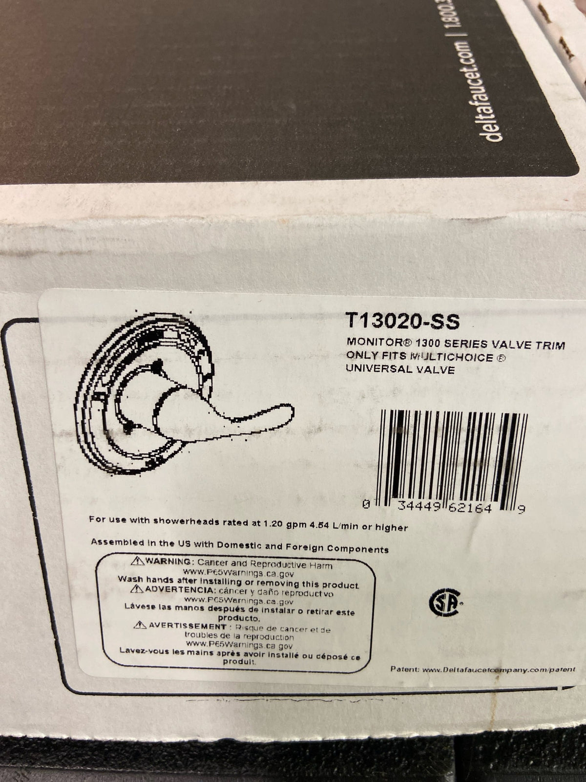 Delta T13020-SS Classic Monitor 13 Series Single Function Pressure Balanced Trim Only Less Rough-In Valve - Brilliance Stainless