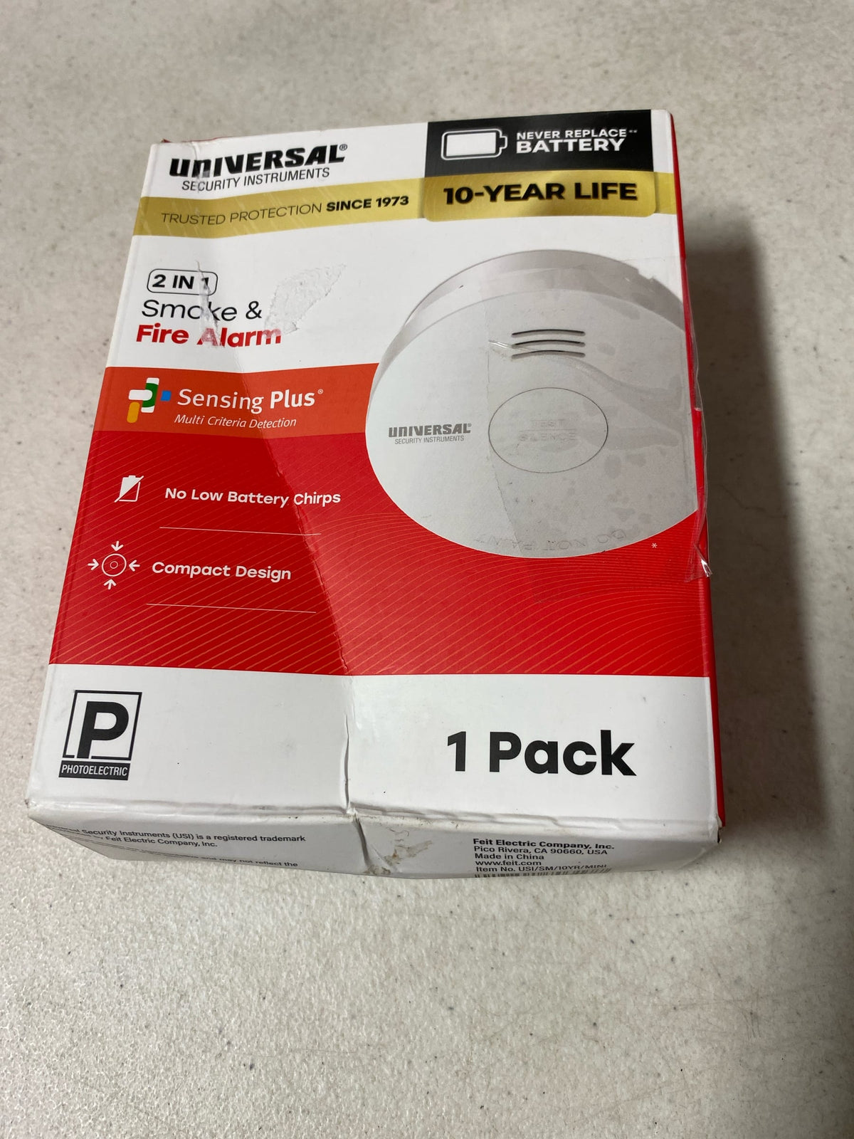 Universal security instruments USI/SM/10YR/MINI 10-Year Battery Powered Mini Smoke and Fire Detector with Photoelectric Sensor