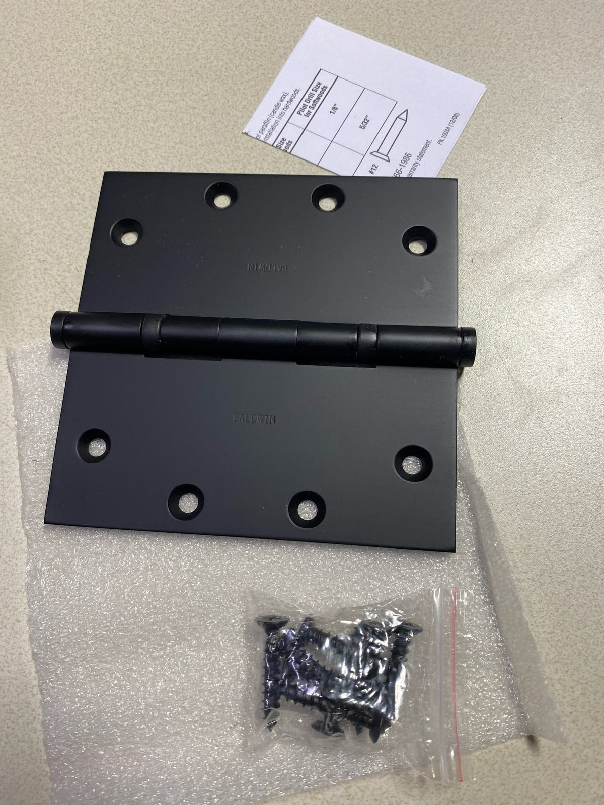 Baldwin 1051190I Square Ball Bearing Mortise Hinge, Black