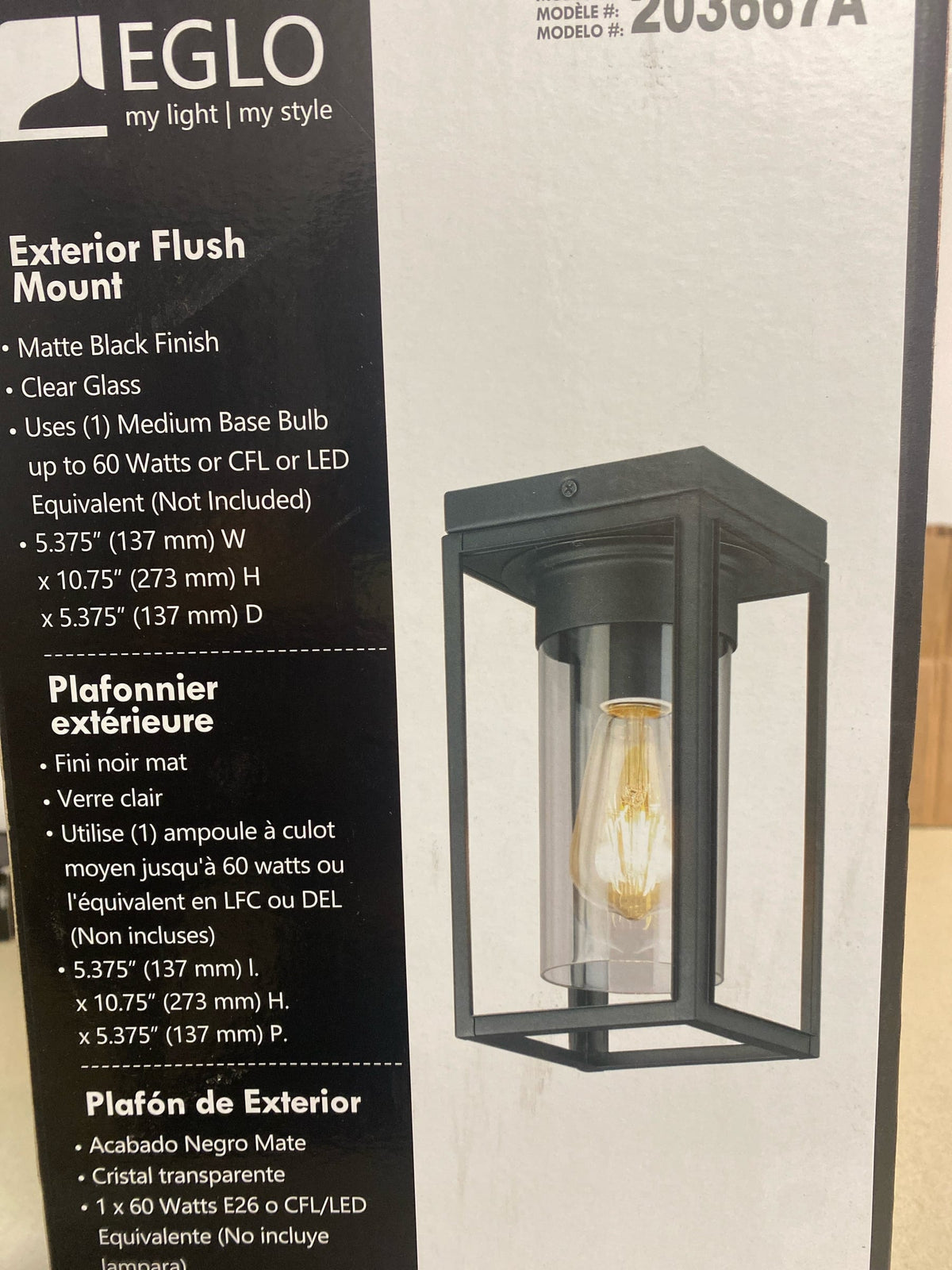 Eglo 203667A Walker Hill Single Light 5" Wide Outdoor Flush Mount Ceiling Fixture - Matte Black