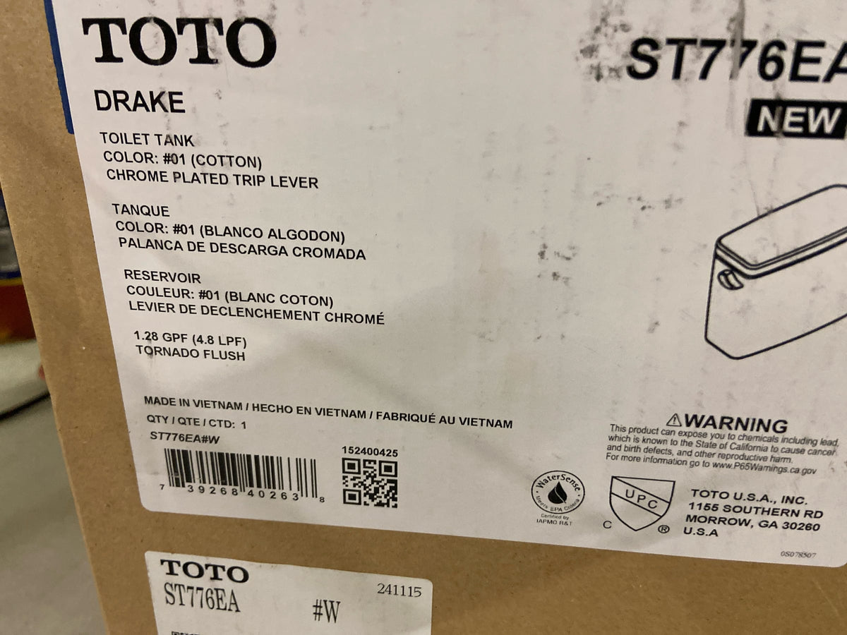 TOTO ST776EA#01 Drake 1.28 GPF Toilet Tank Only - Less Seat - Cotton