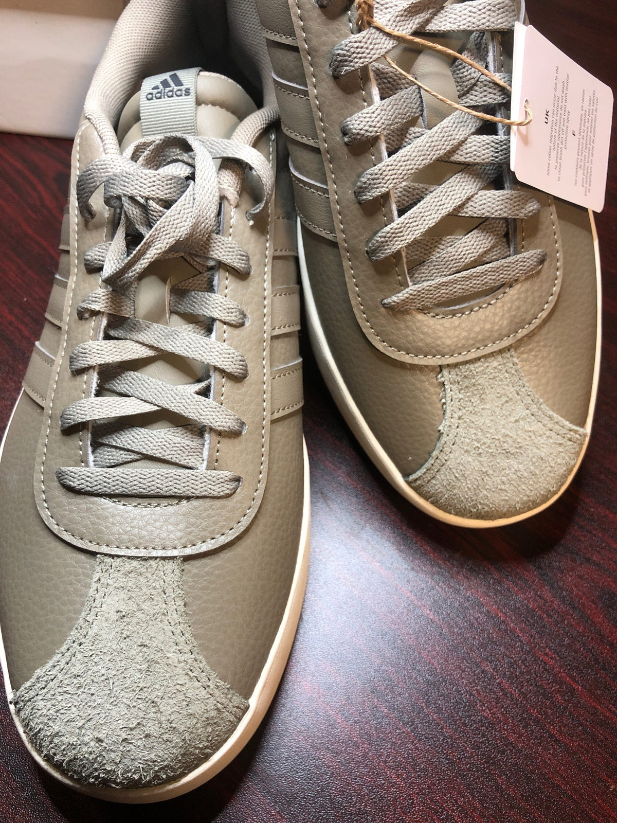 Adidas Men's VL Court 3.0, Clay/Clay/white sole, 11 Suede toed stylish