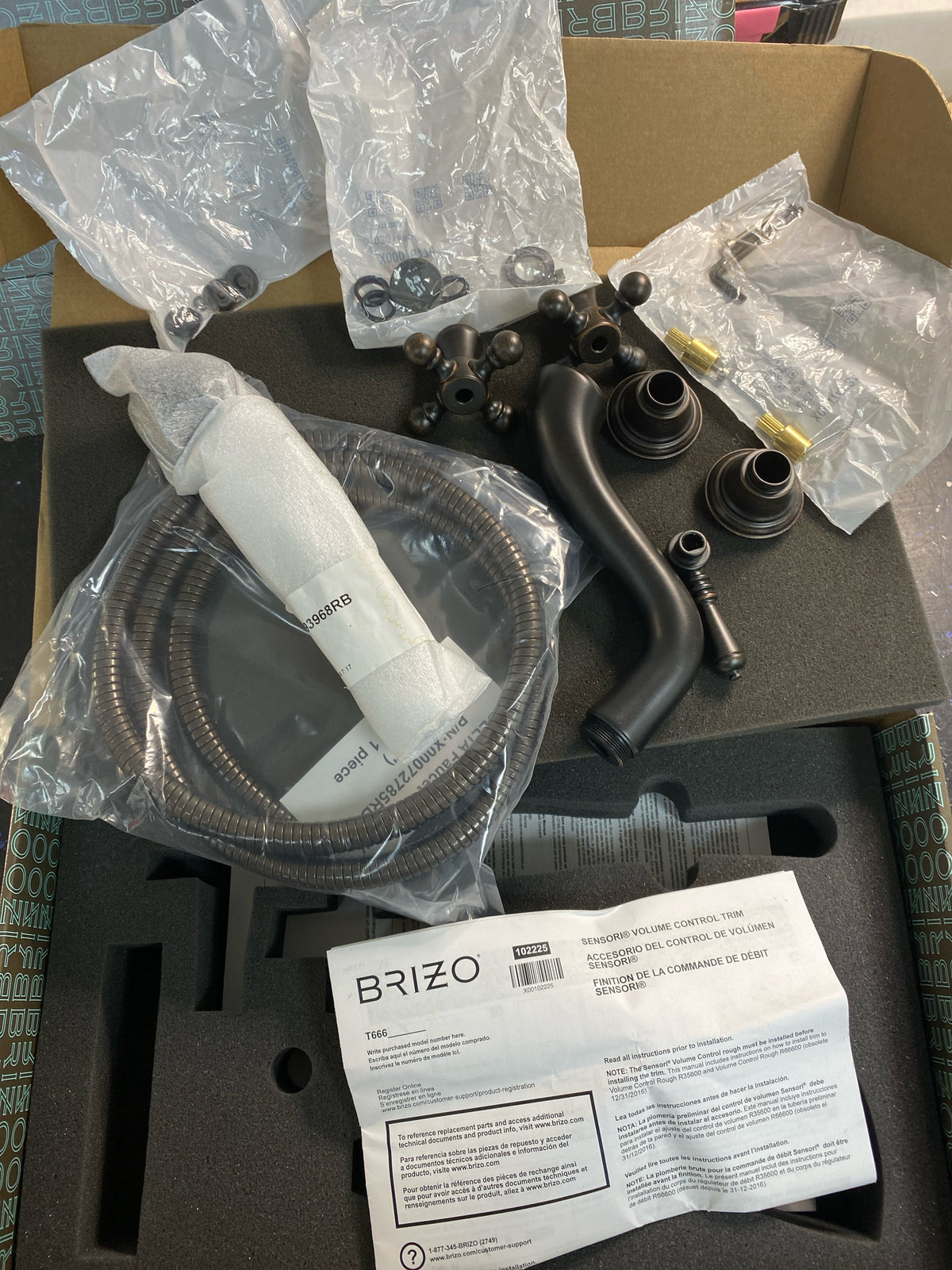 Brizo T70338-RB Tresa Two Handle Tub Filler Trim Kit with Hand Shower and Cross Handles - Less Body Assembly and Union - Venetian Bronze