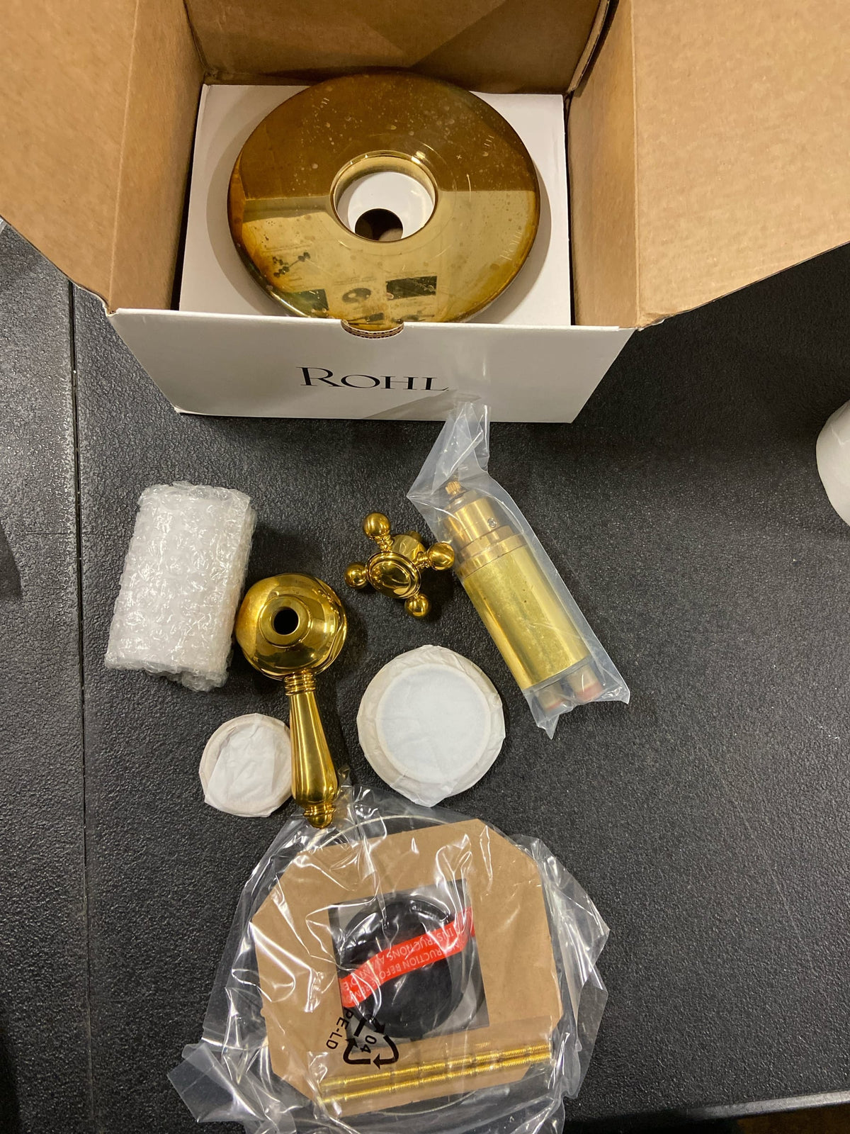 Rohl TTD47W1LMULB Three Independent Function Thermostatic Valve Trim Only with Single Cross / Lever Handle, Integrated Diverter, and Volume Control - Less Rough In - Unlacquered Brass (Living Finish)