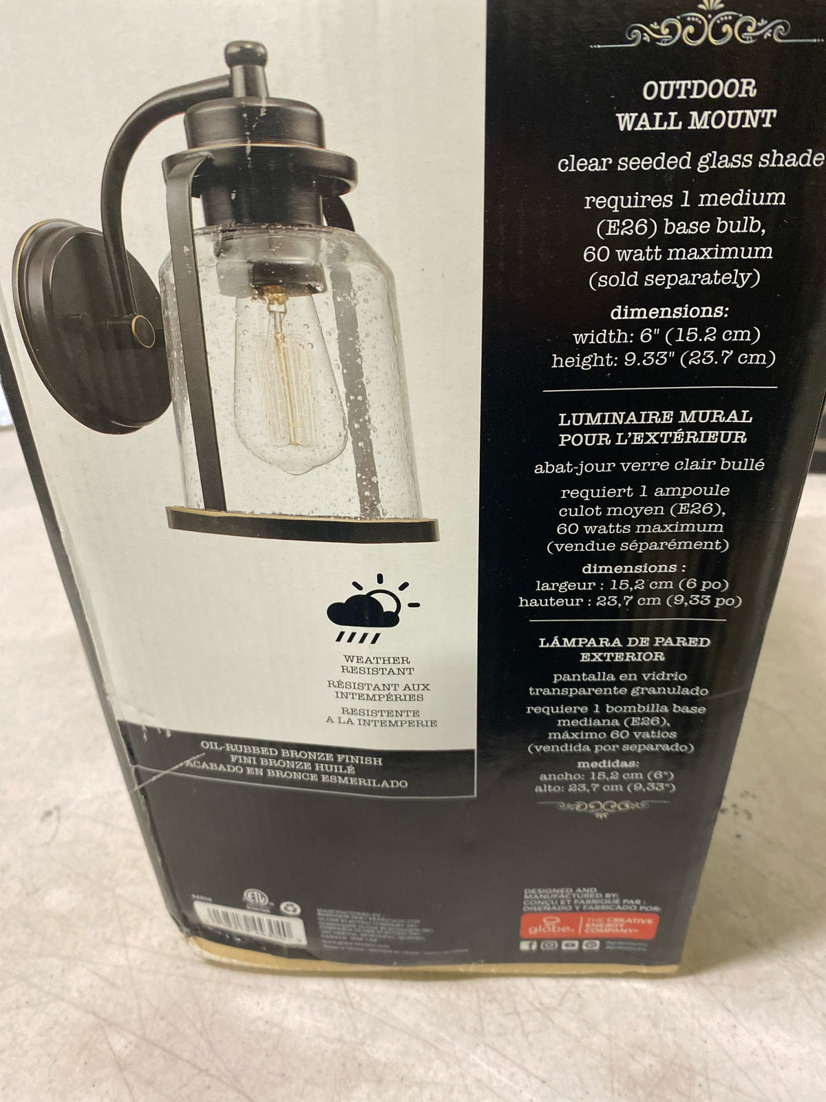 Globe Electric Roth 1-Light Oil Rubbed Bronze Vintage Wall Sconce