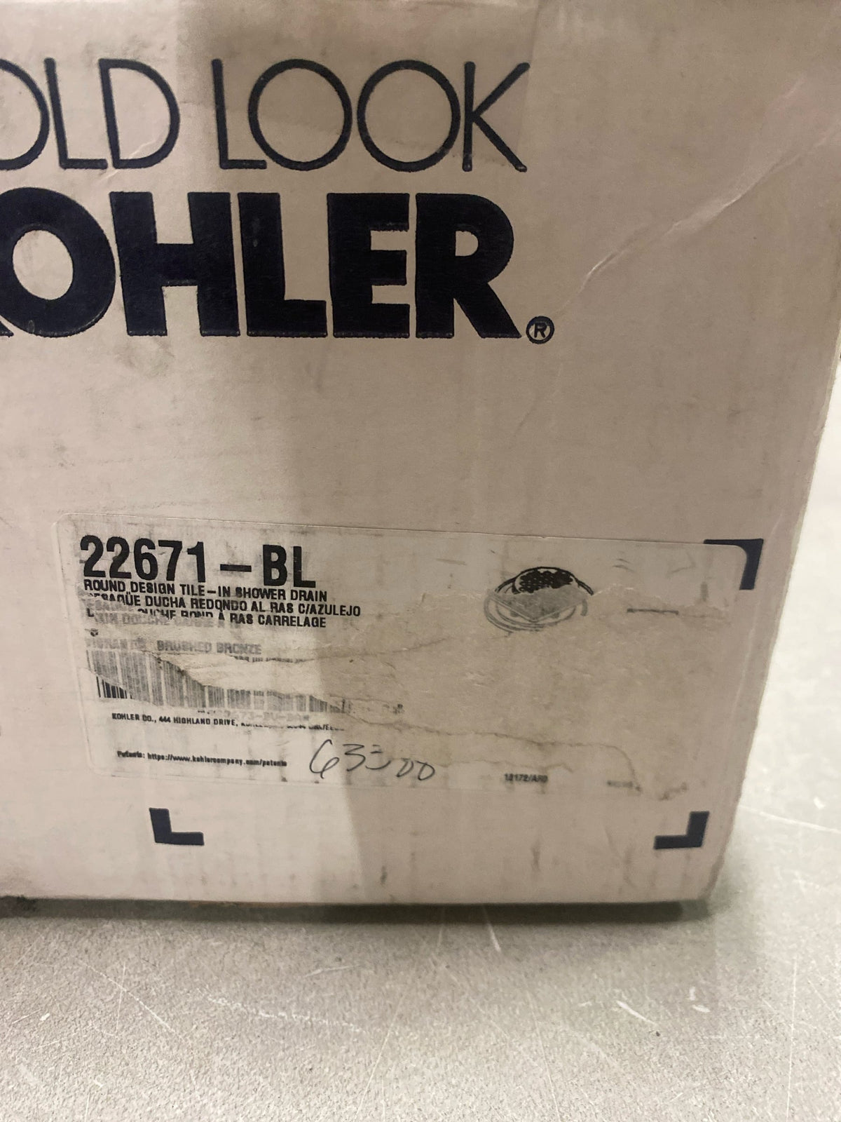 Kohler K-22671-BL Clearflo Round Brass Tile-in Shower Drain - Matte Black