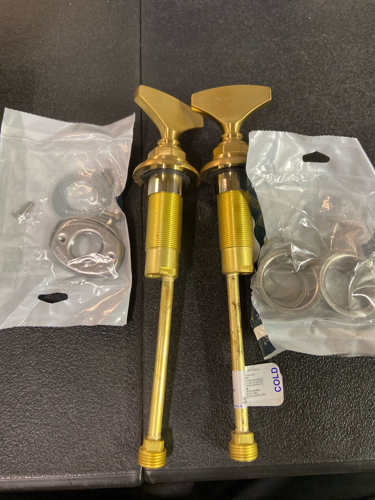 Kohler 98068-6-2MB Artifacts Widespread Bathroom Sink T-Handle Faucet Handles in Vibrant Brushed Moderne Brass