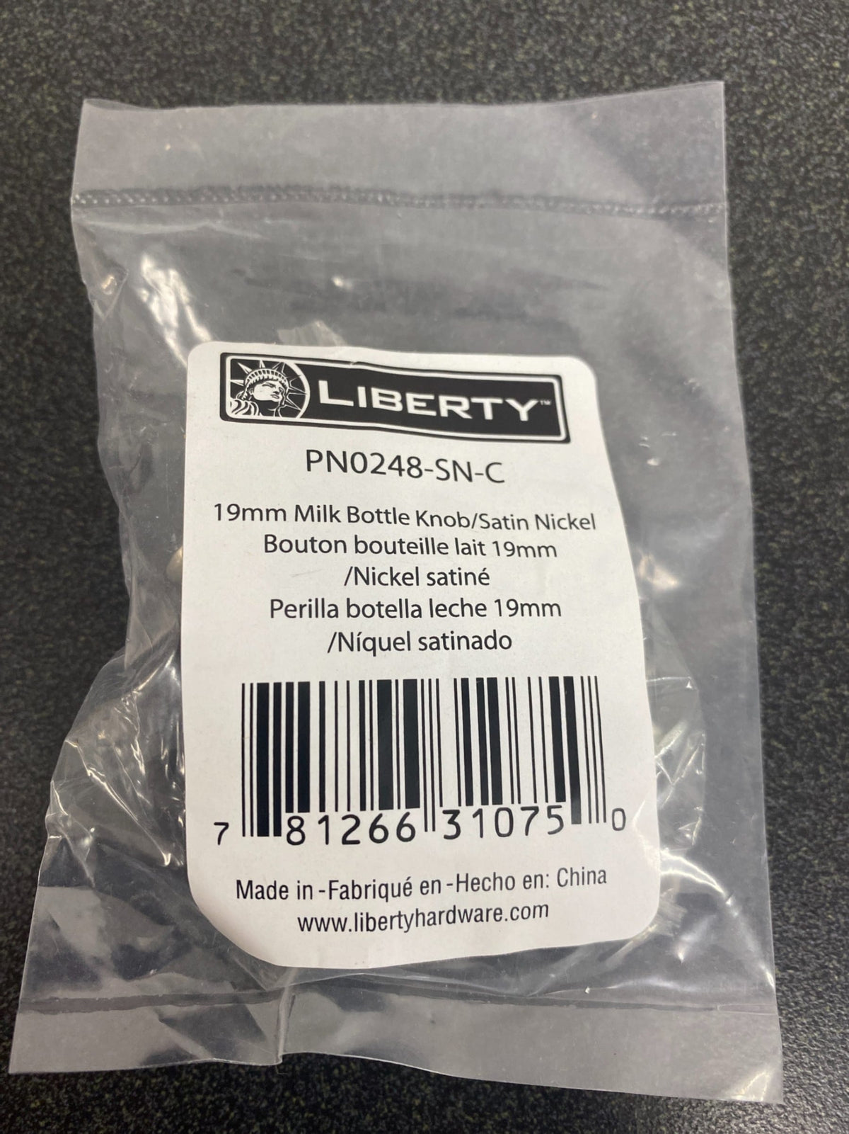 Liberty 19mm milk bottle knob, available in multiple colors