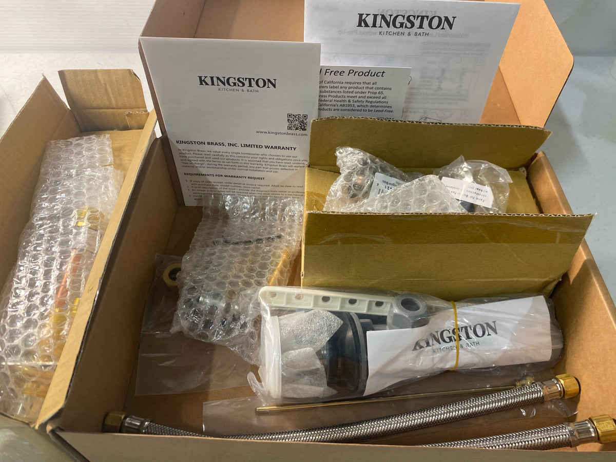 Kingston Brass KB959 Magellan II 4-Inch to 8-Inch Mini Widespread Lavatory Faucet with Metal lever handle, Polished Brass and Brushed Nickel