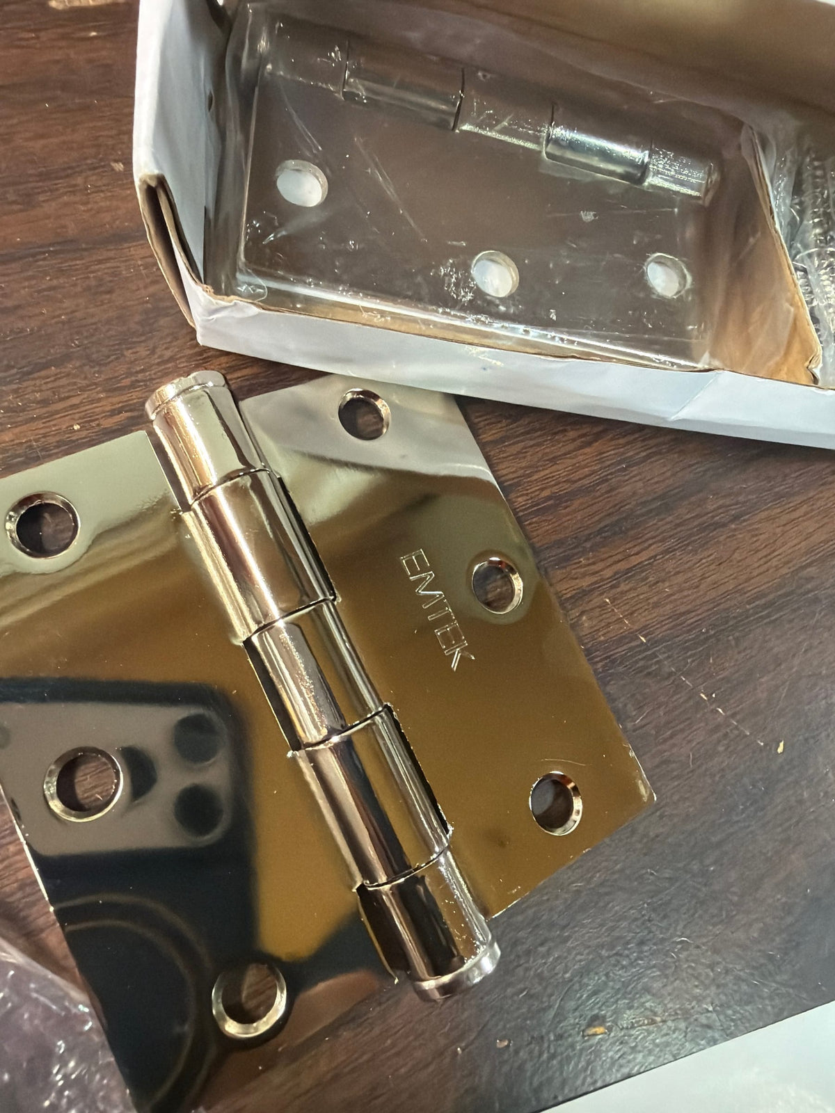 Emtek 92013US14 3.5" x 3.5" Square Corner Plain Bearing Mortise Hinge - Pair - Polished Nickel