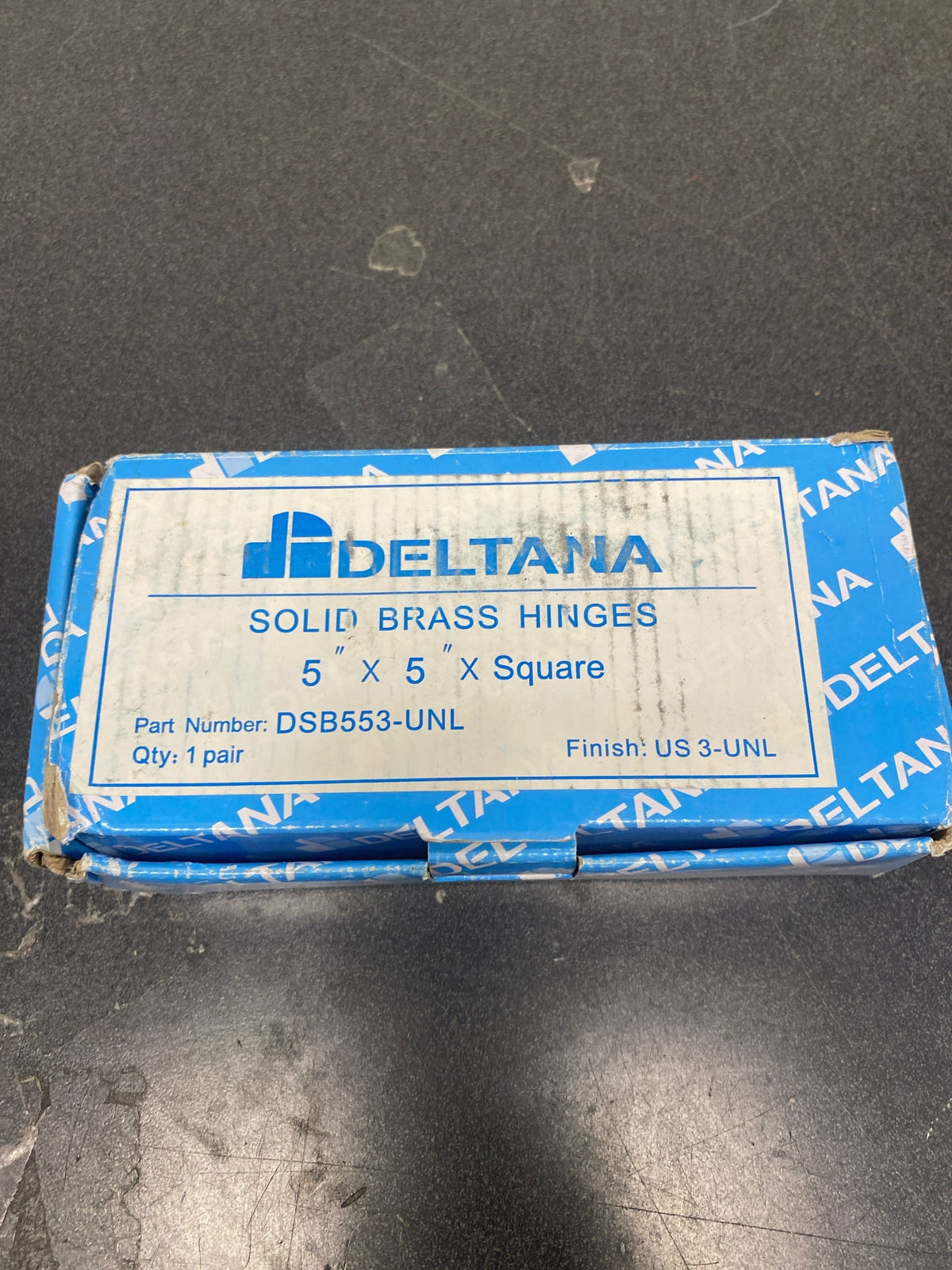 Deltana DSB553-UNL 5 x 5 Ball Bearing Square Corner Full Mortise Hinge - Pair - Unlacquered Brass