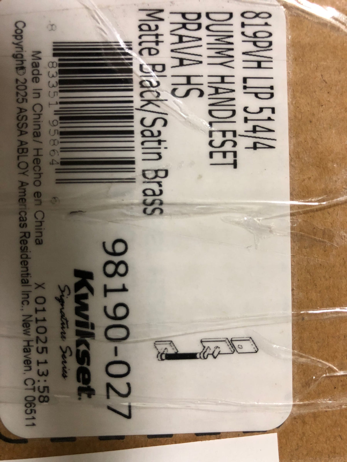 Kwikset 818PVHLIP-5144S.STRKP Prava Sectional Single Cylinder Keyed Entry Exterior Pack Handleset with SmartKey - Matte Black / Satin Brass