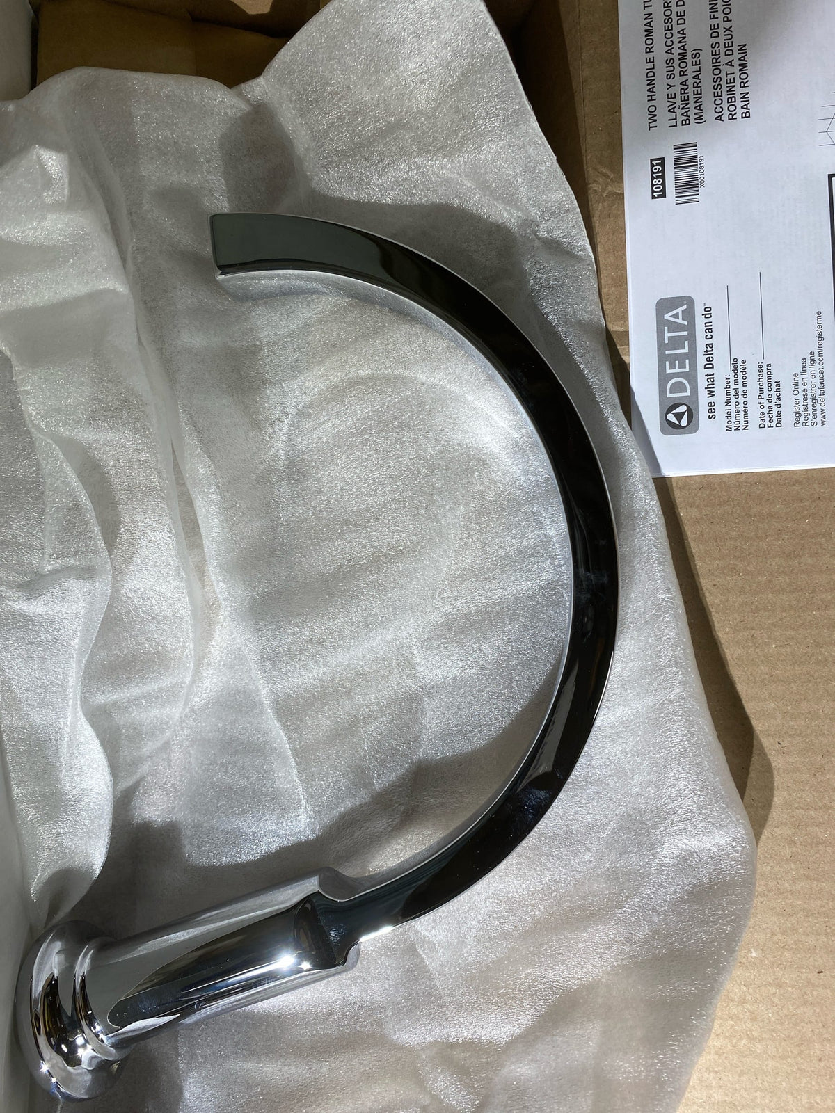 Delta T2788-PR-LHP Tetra Tub Deck Mounted Roman Tub Filler - Less Handles and Rough In - Lumicoat Chrome