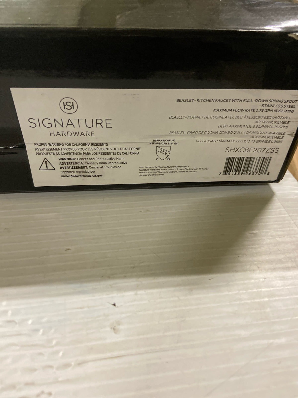 Signature Hardware SHXCBE207ZSS Beasley 1.8 GPM Single Hole Spring Pre-Rinse Kitchen Faucet - Stainless Steel