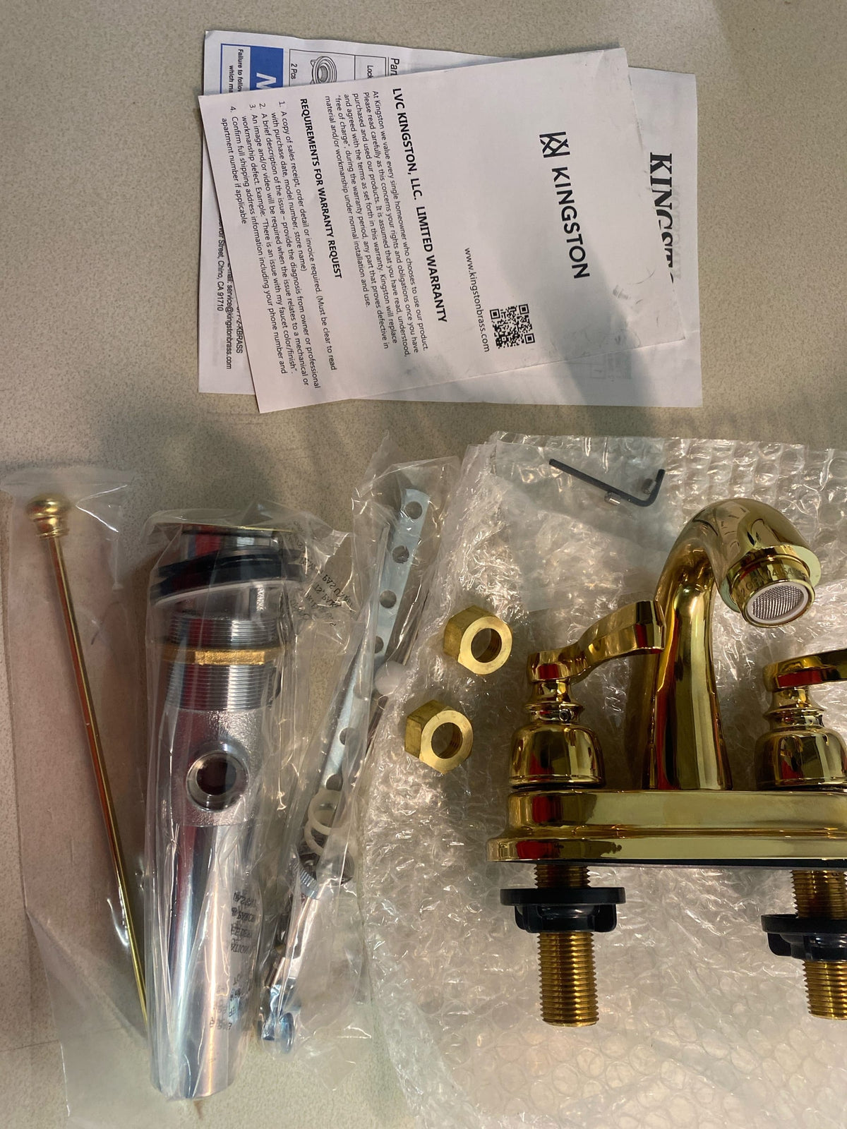 Kingston Brass KB5612FLB 1.2 GPM Centerset Bathroom Faucet with Pop-Up Drain Assembly - Polished Brass