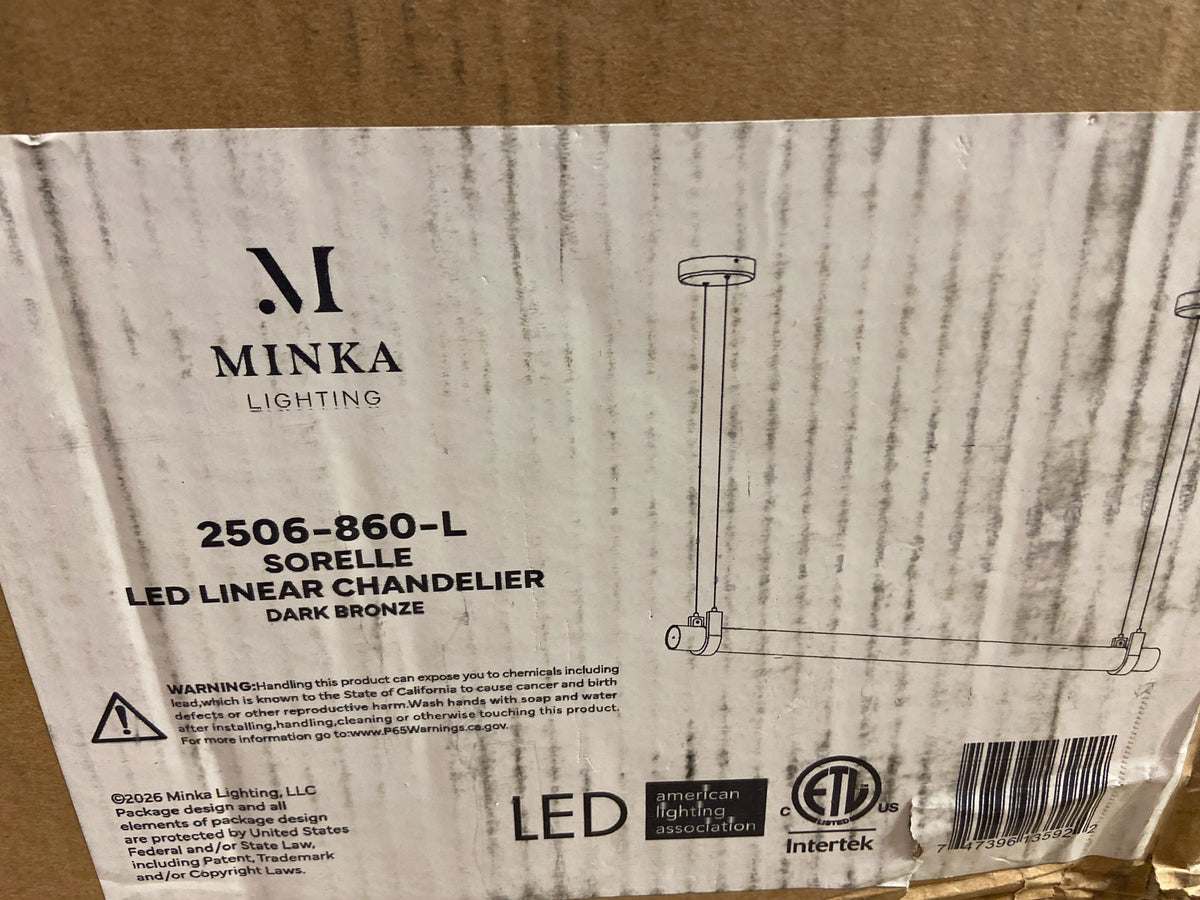 Minka Lavery 2506-860-L Sorelle 58" Wide LED Linear Chandelier with Etched, Opal Glass Shade - Dark Bronze