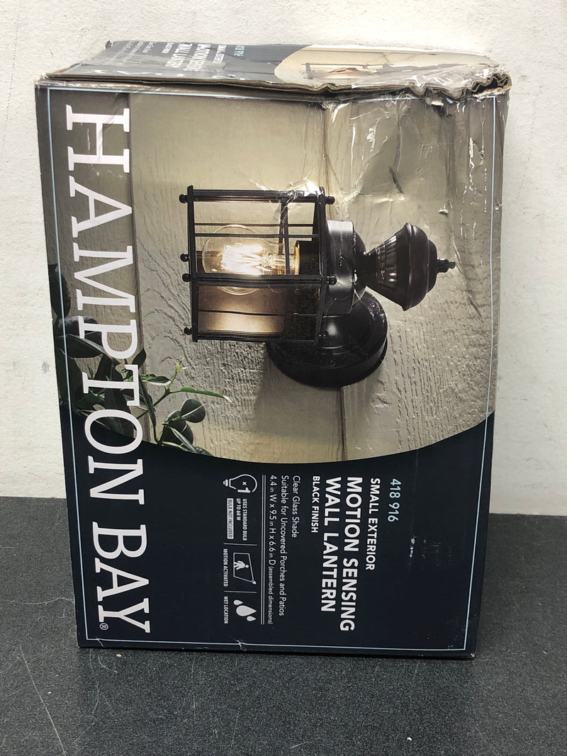 Hampton bay HB-4132-MB Bayside 9.5 in. Black Farmhouse 150-Degree Motion Sensor Outdoor 1-Light Wall Sconce