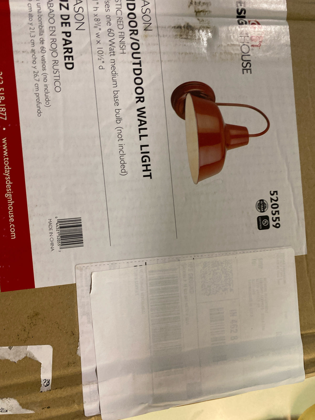 Design House 520559 Mason 11" Tall Wall Sconce - Red