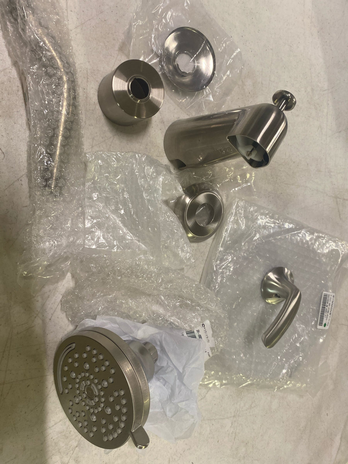 Symmons 5592STN15TRM Elm Tub and Shower Trim Package with 1.5 GPM Multi Function Shower Head - Satin Nickel
