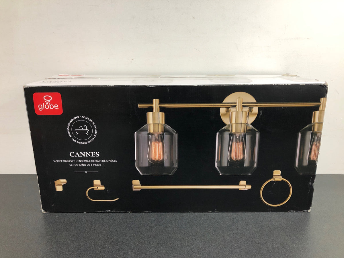 Globe Electric 51638 Cannes 3 Light 25" Wide Bathroom Vanity Light - Matte Brass