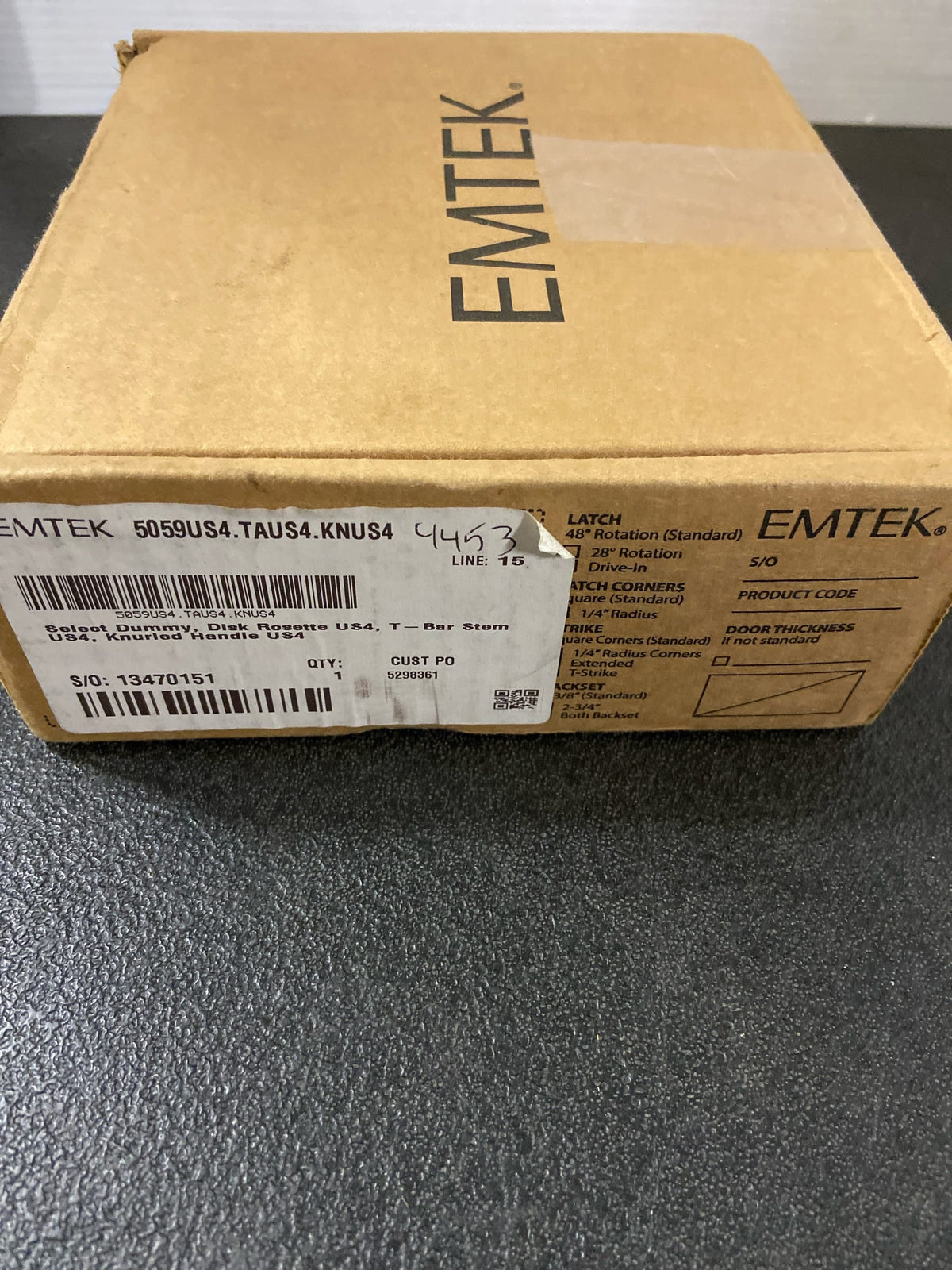 Emtek Select Dummy, Disk Rosette, T-Bar Stem, Knurled Handle, Satin Brass
