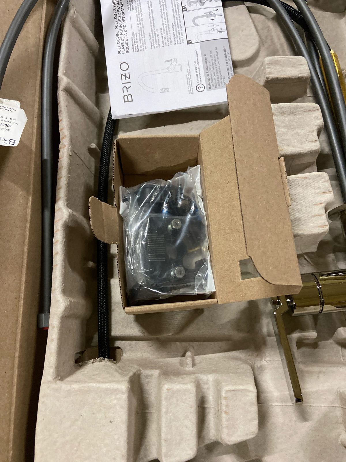 Brizo 63054LF-PN Litze Single Handle Square Arc Pull Down Kitchen Faucet with Industrial Handle - Brilliance Polished Nickel