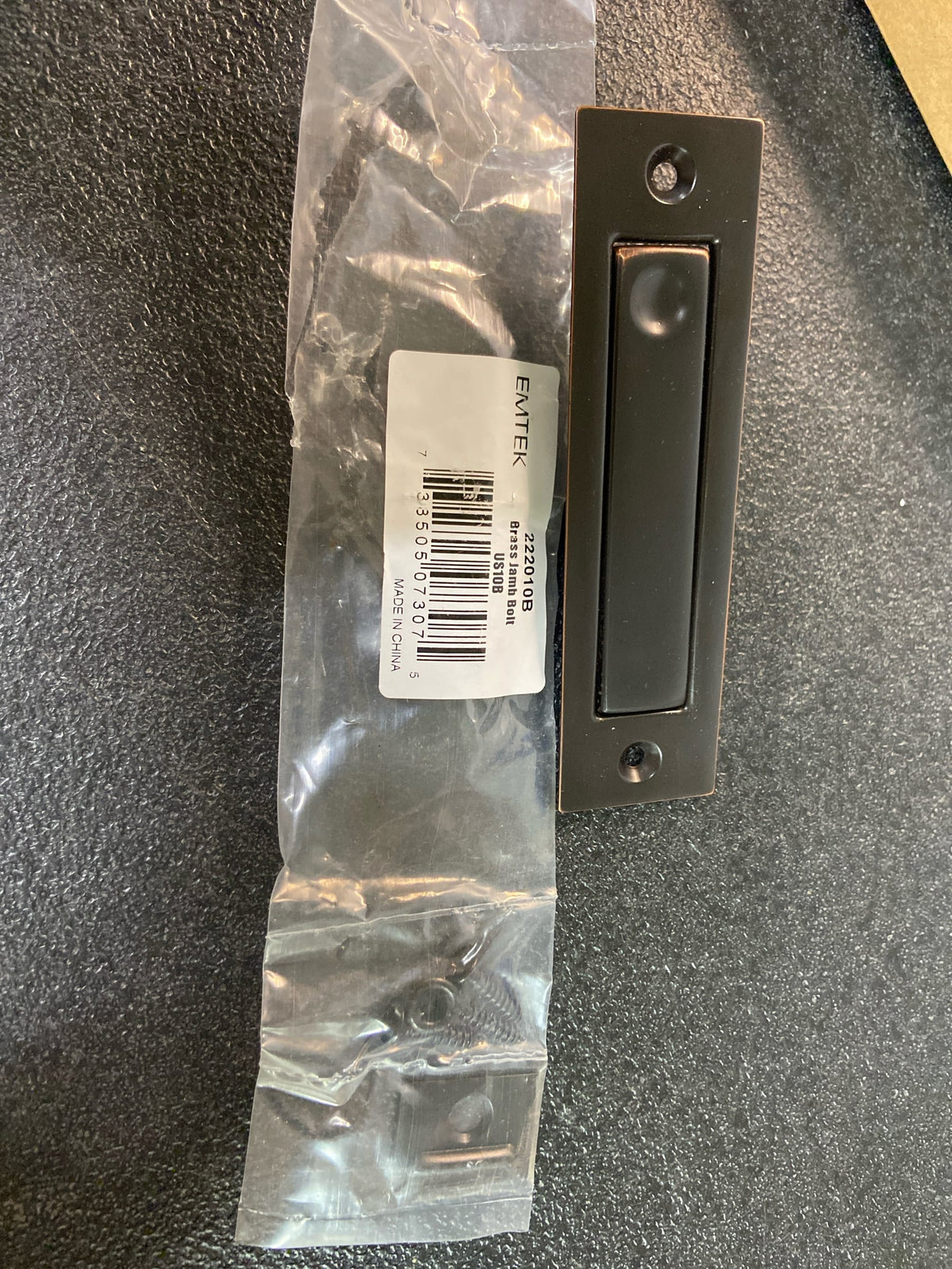 Emtek 2220US10B Modern Rectangular Jamb Bolt - Oil Rubbed Bronze