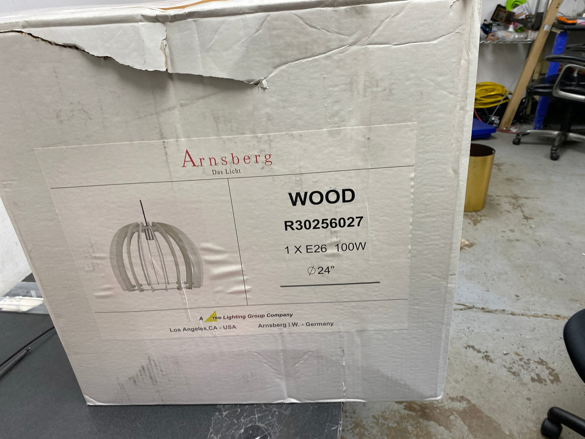 Arnsberg R30256027 Wood 1 Light 24 inch White Pendant Ceiling Light