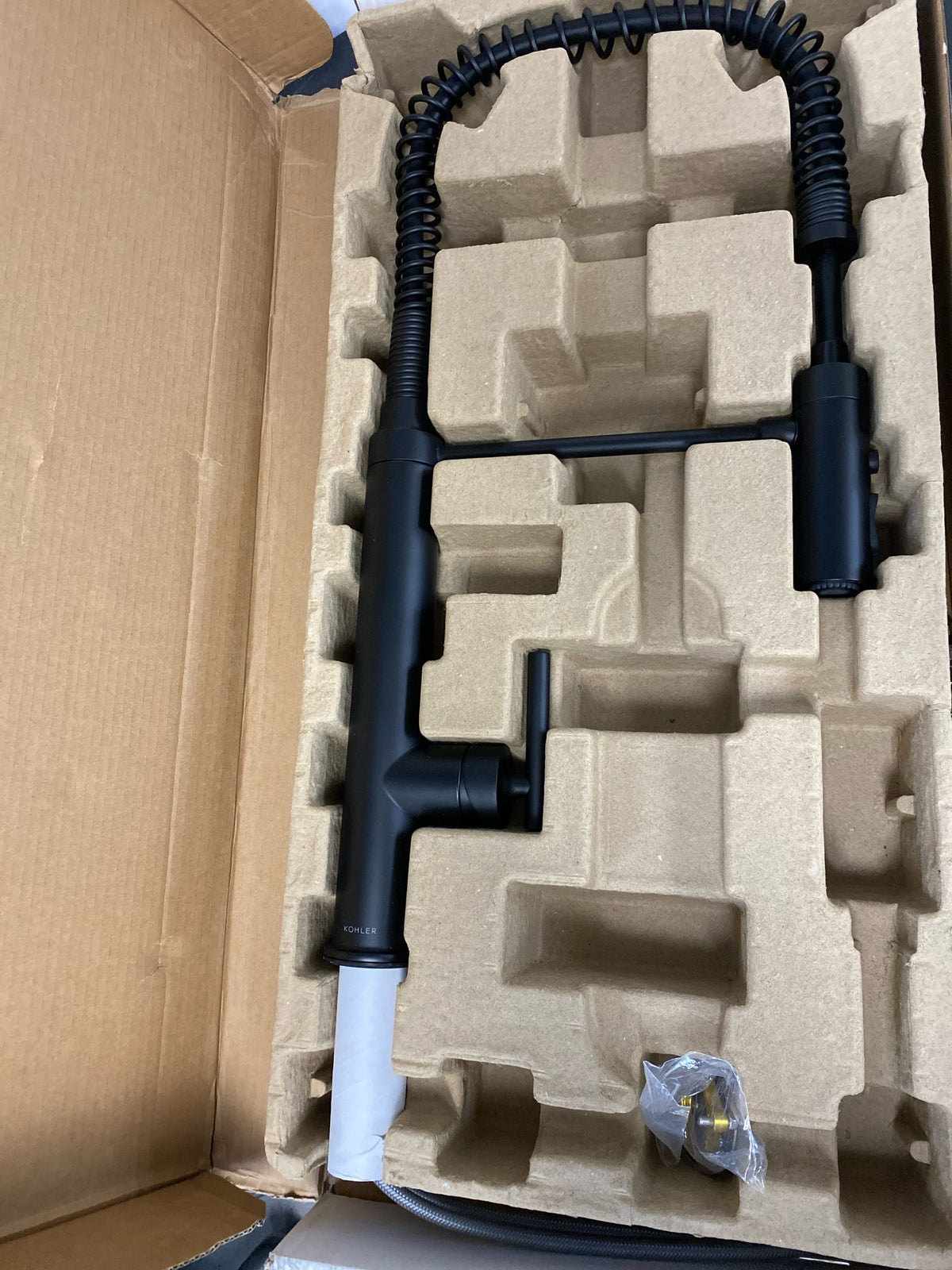 KOHLER Purist Matte Black 1-Handle Deck-Mount Pull-Down Handle Kitchen Faucet