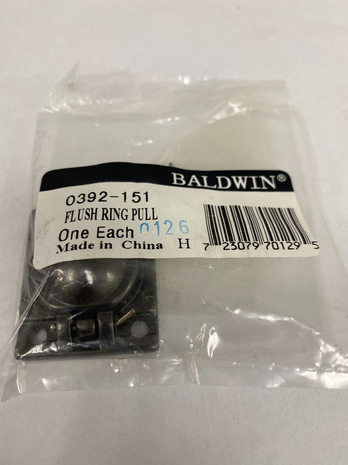 Baldwin 0392151 1-1/4 Inch x 1-1/2 Inch Flush Cabinet Pull - Antique Nickel