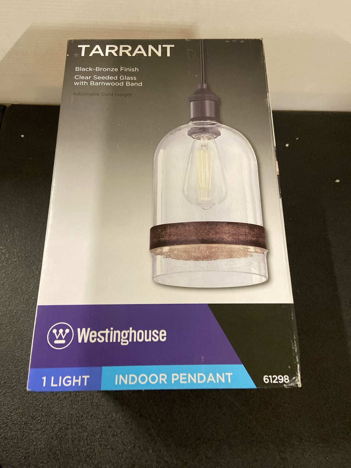 Westinghouse 6129800 Tarrant 6" Wide Wood Mini Pendant - Black-Bronze