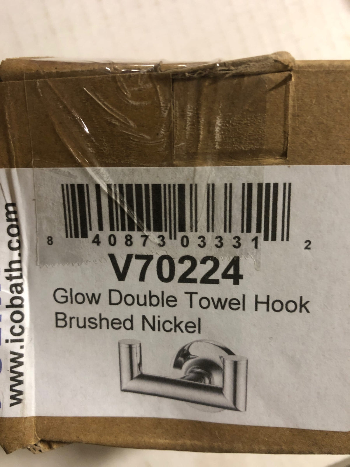 ICO Bath V70224 Glow Double Robe Hook - Brushed Nickel