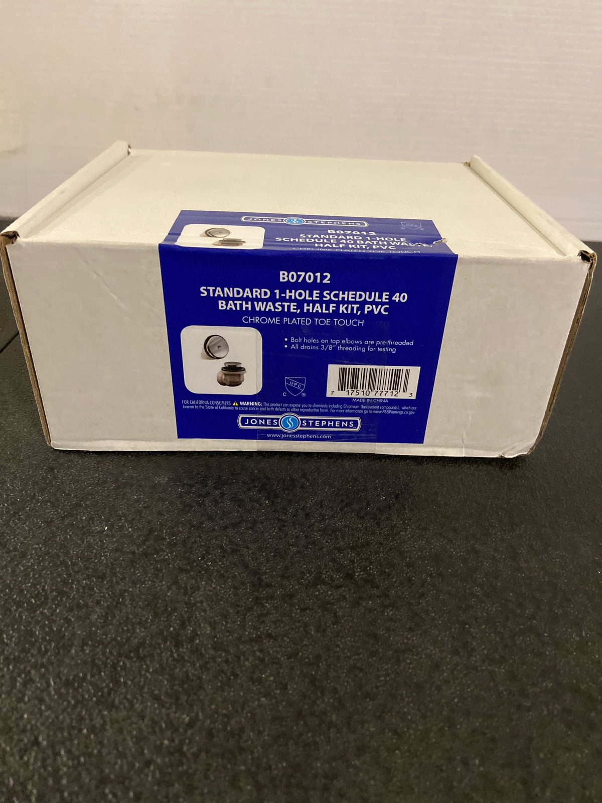Chrome Plated One-Hole Toe Touch Bath Waste Kit, Standard Half Kit, PVC