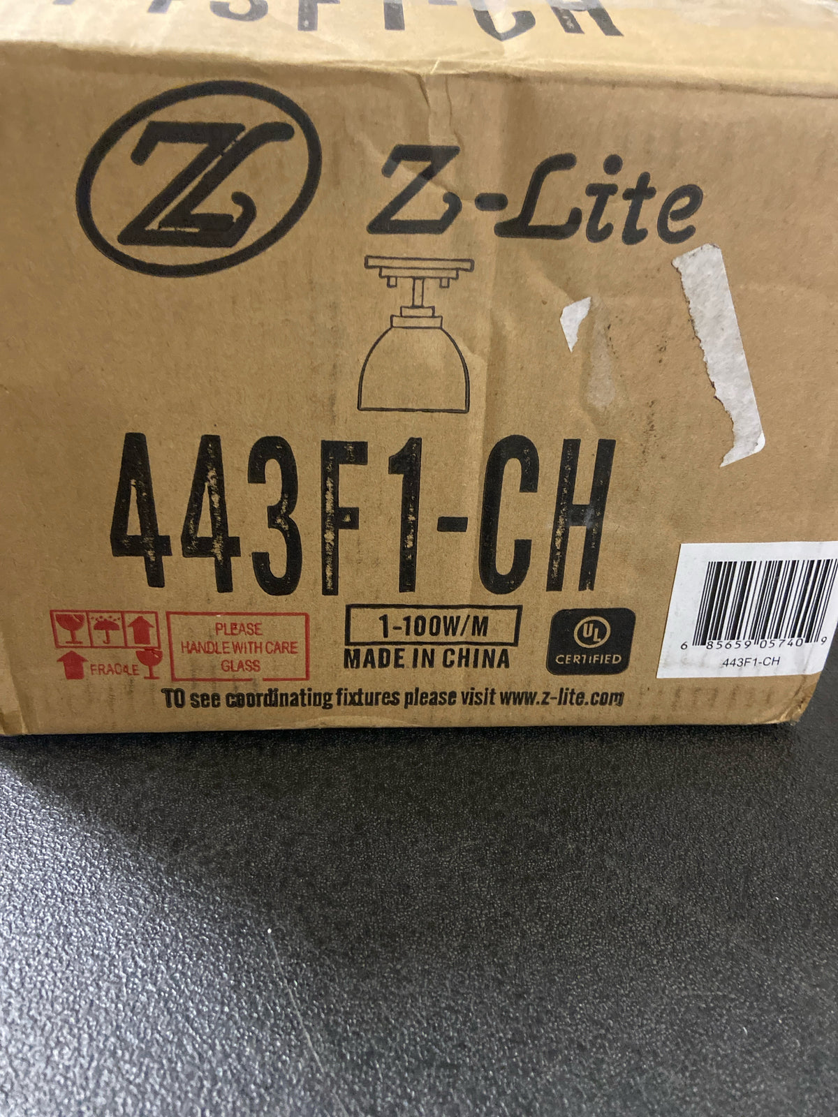 Z-Lite 443F1-CH Ashton 6" Wide Semi-Flush Ceiling Fixture - Chrome