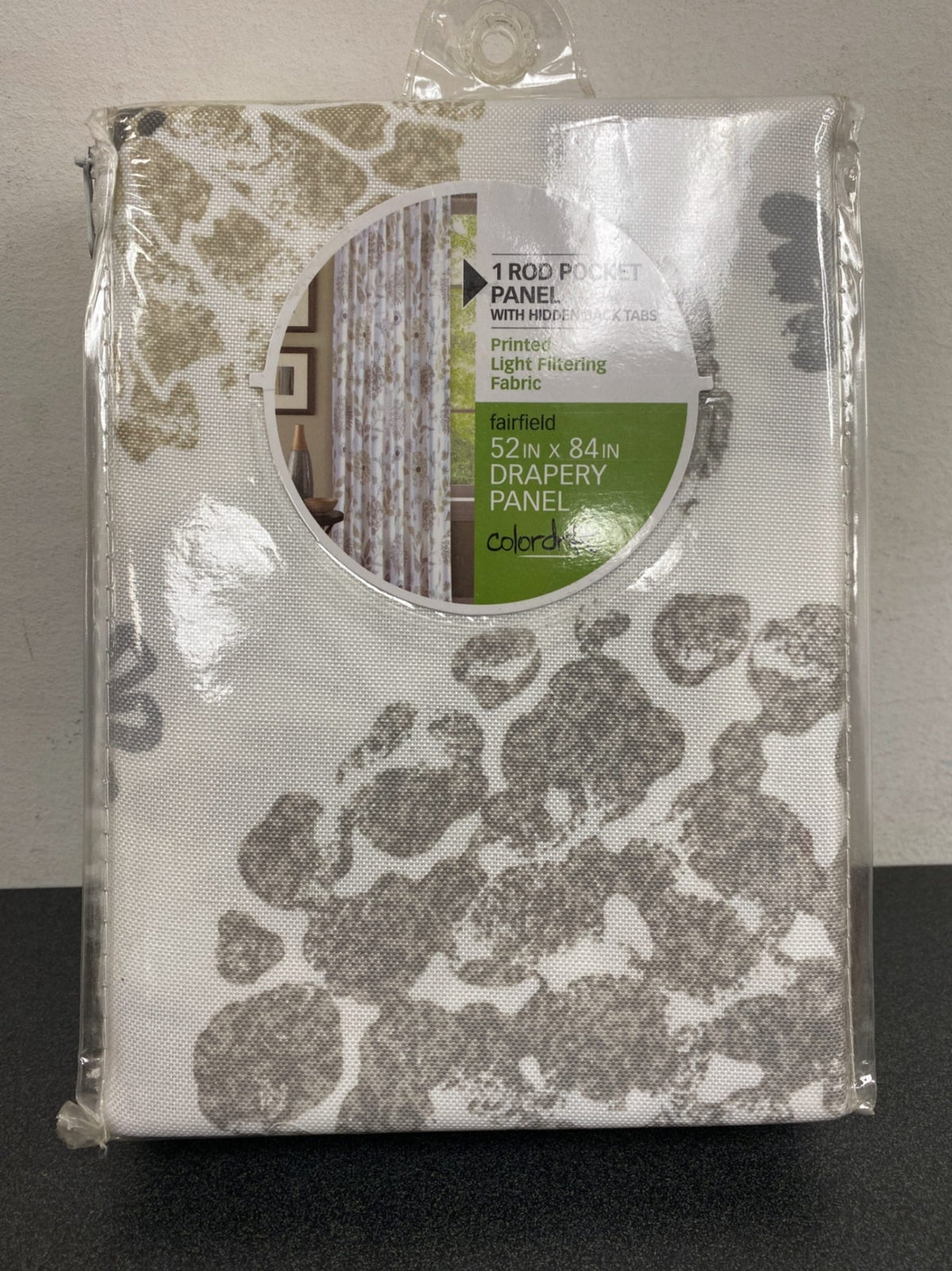 Colordrift CDBTNCL-107-400 Neutral Floral Polyester 52 in. W x 84 in. L Back Tab Room Darkening Curtain Panel